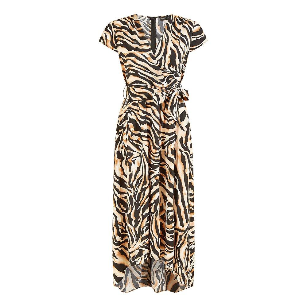 Black - Mela London - Women's Zebra Print Wrap Dress - 1