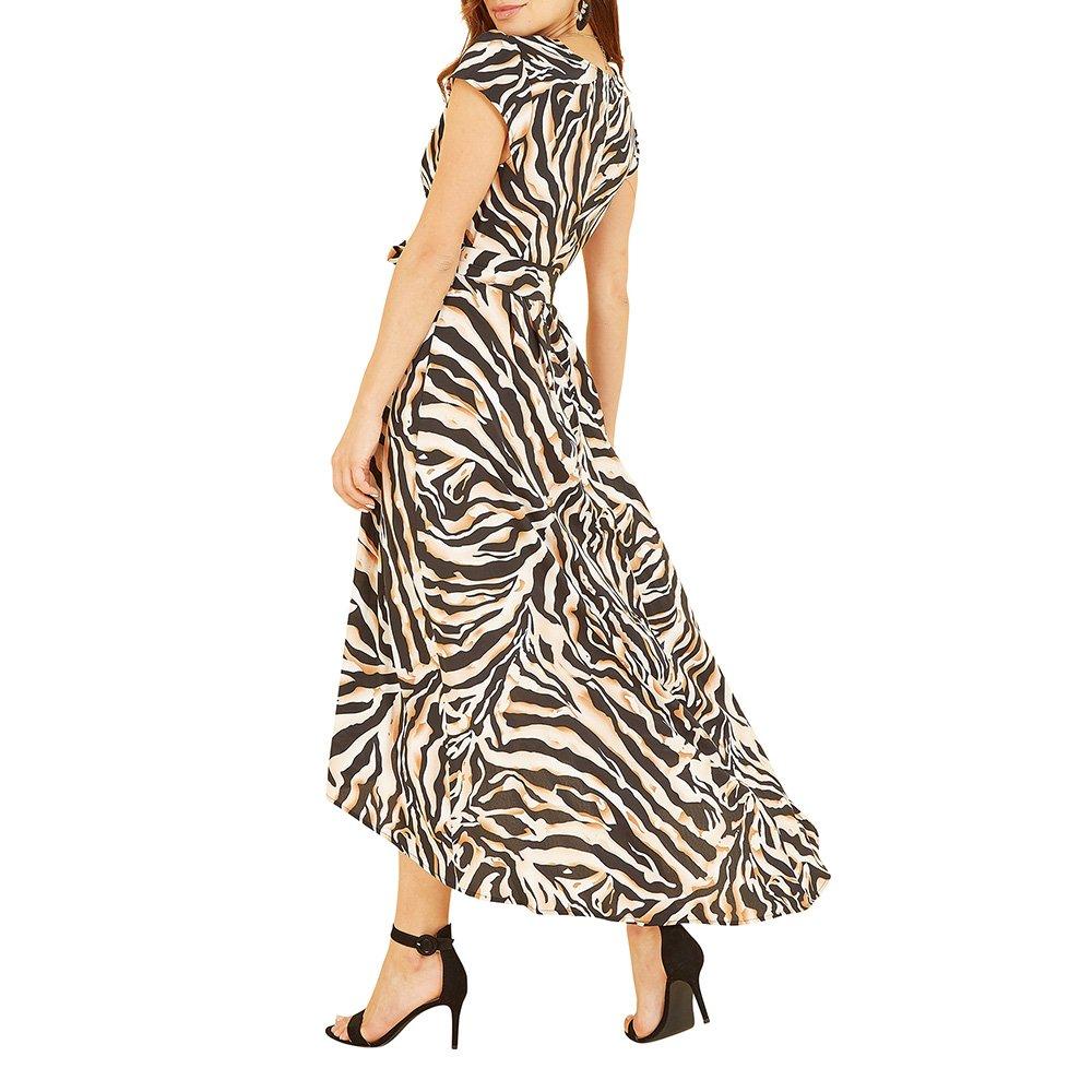 Black - Mela London - Women's Zebra Print Wrap Dress - 4