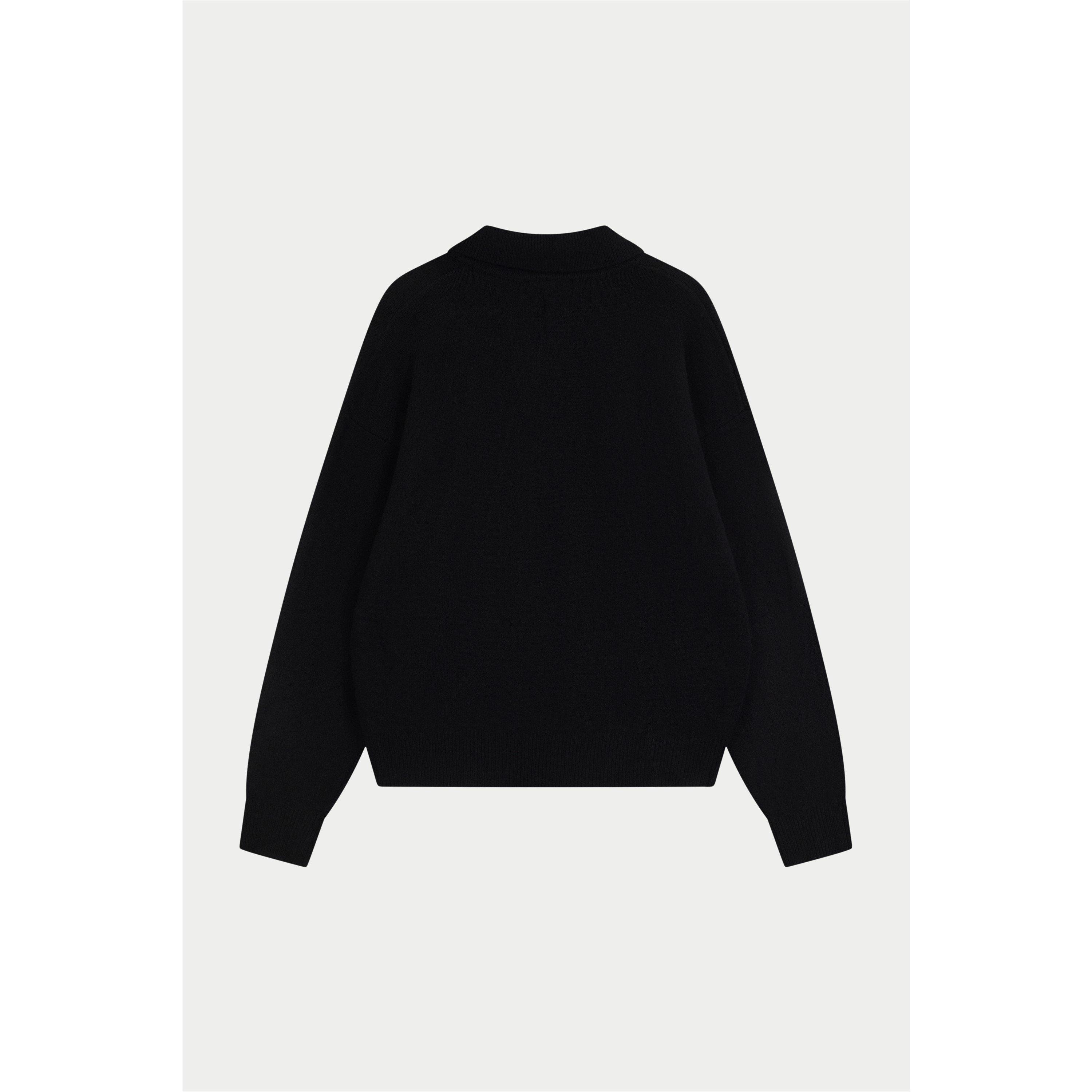 Black - The Couture Club - Men's Fluffy Chunky Knit Long-Sleeve Oversized-Fit Polo Shirt - 2