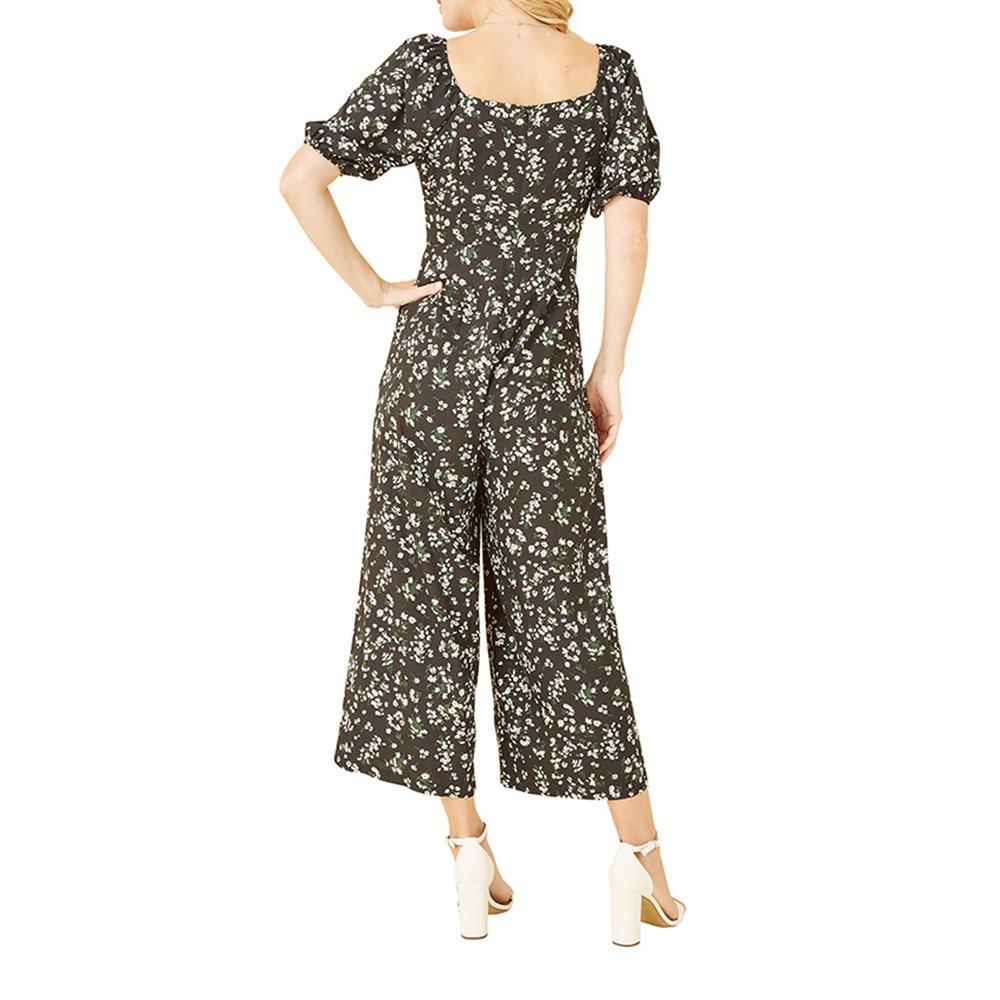 Black - Mela London - Women's Black Daisy Sweetheart Neckline Jumpsuit - 4