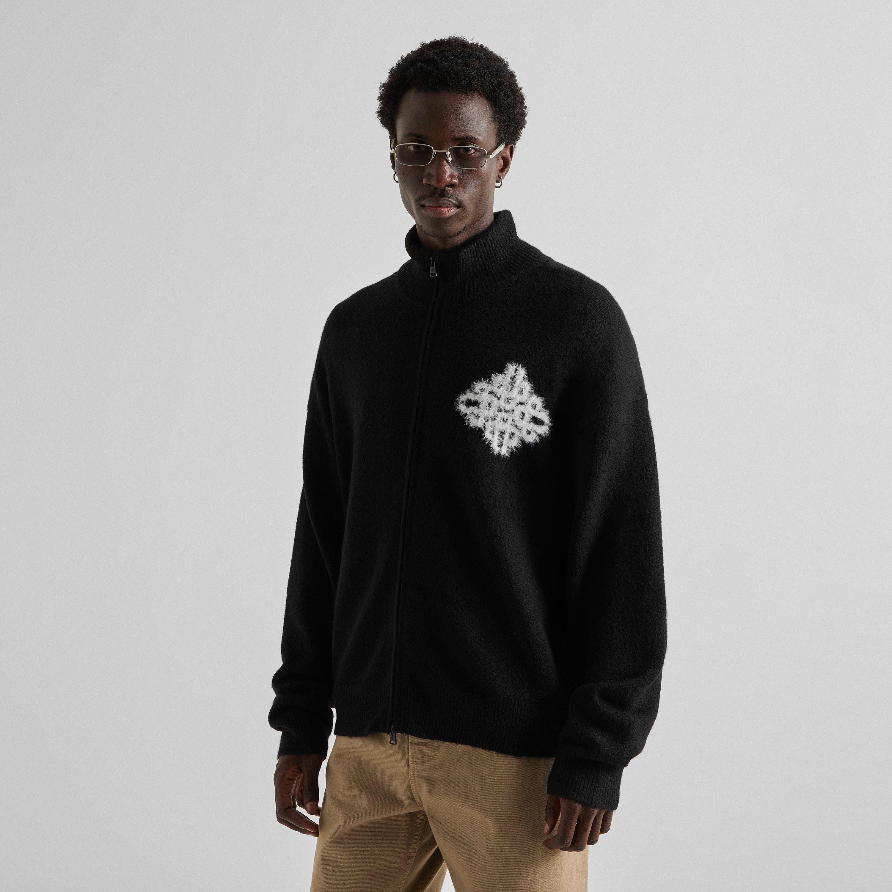 Black - The Couture Club - Men's Fluffy Full-Zip Knitted Top - 3