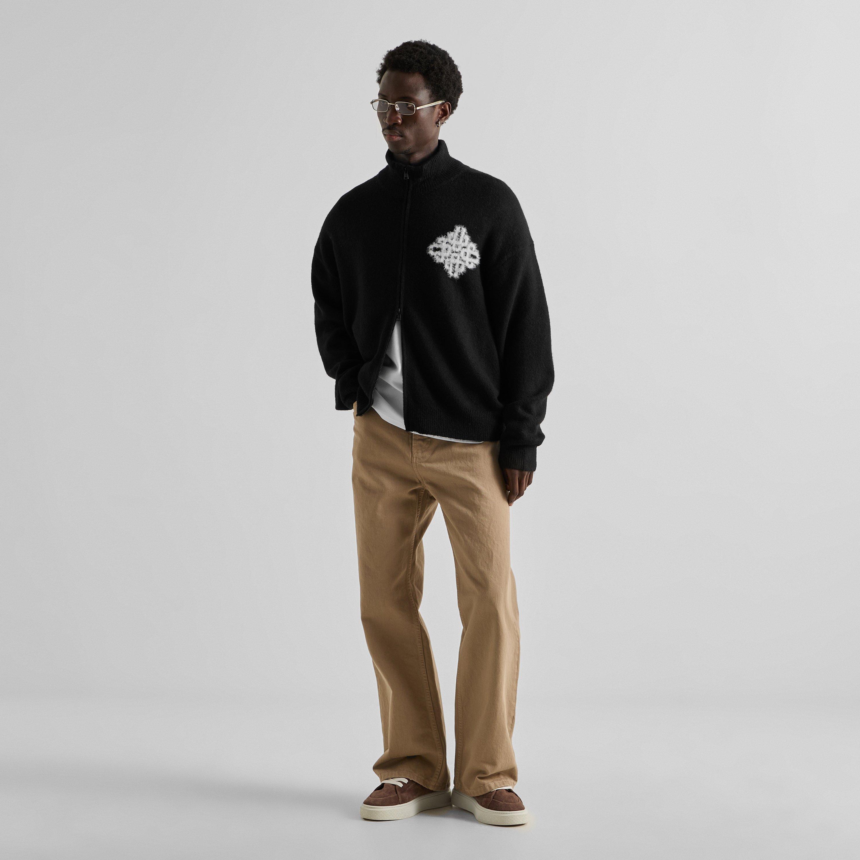 Black - The Couture Club - Men's Fluffy Full-Zip Knitted Top - 6