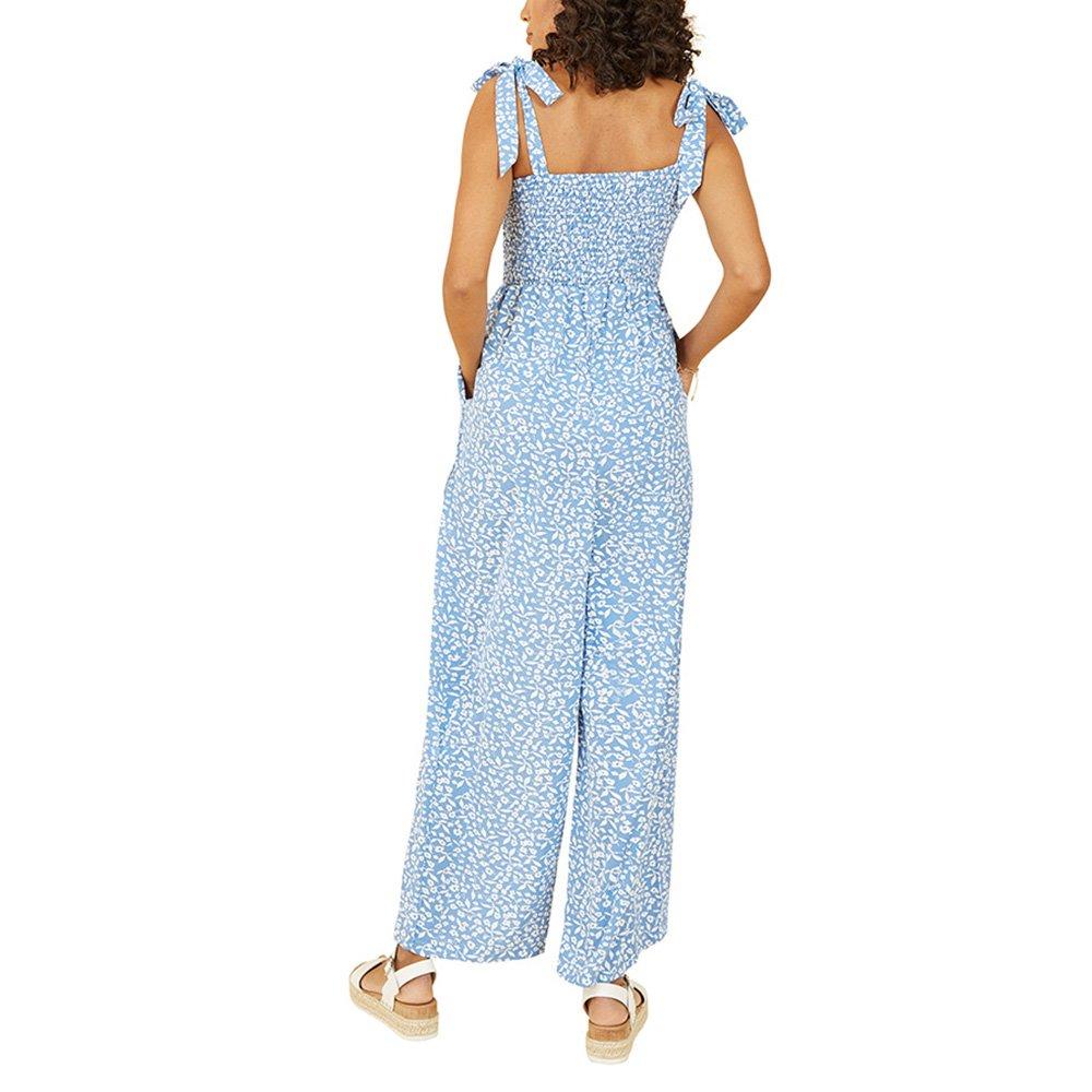 Blue - Mela London - Women's Ruched Jumpsuit - 4