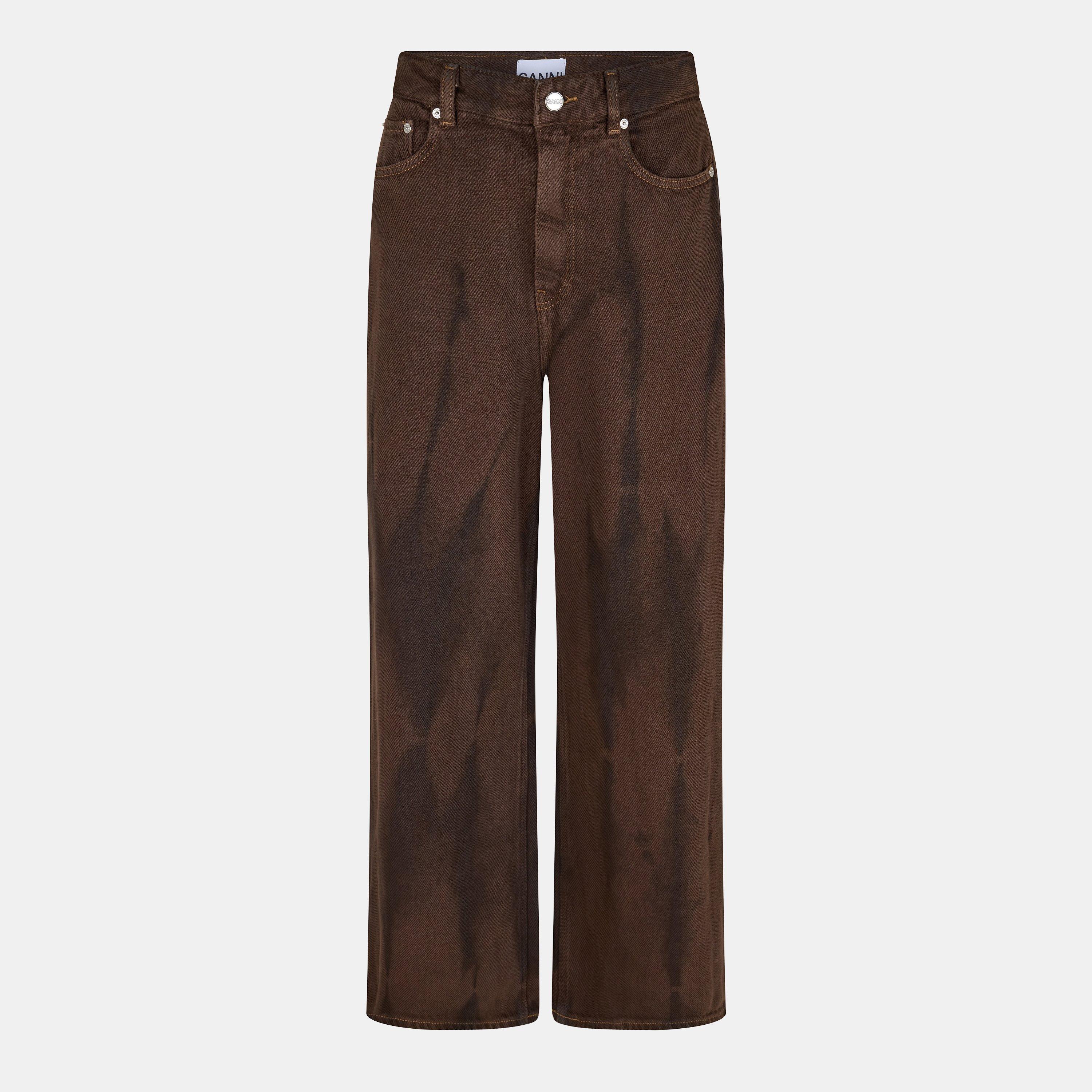 Chicory Coffee - Ganni - Women's Baggy High Rise Wide Leg Jeans - 1