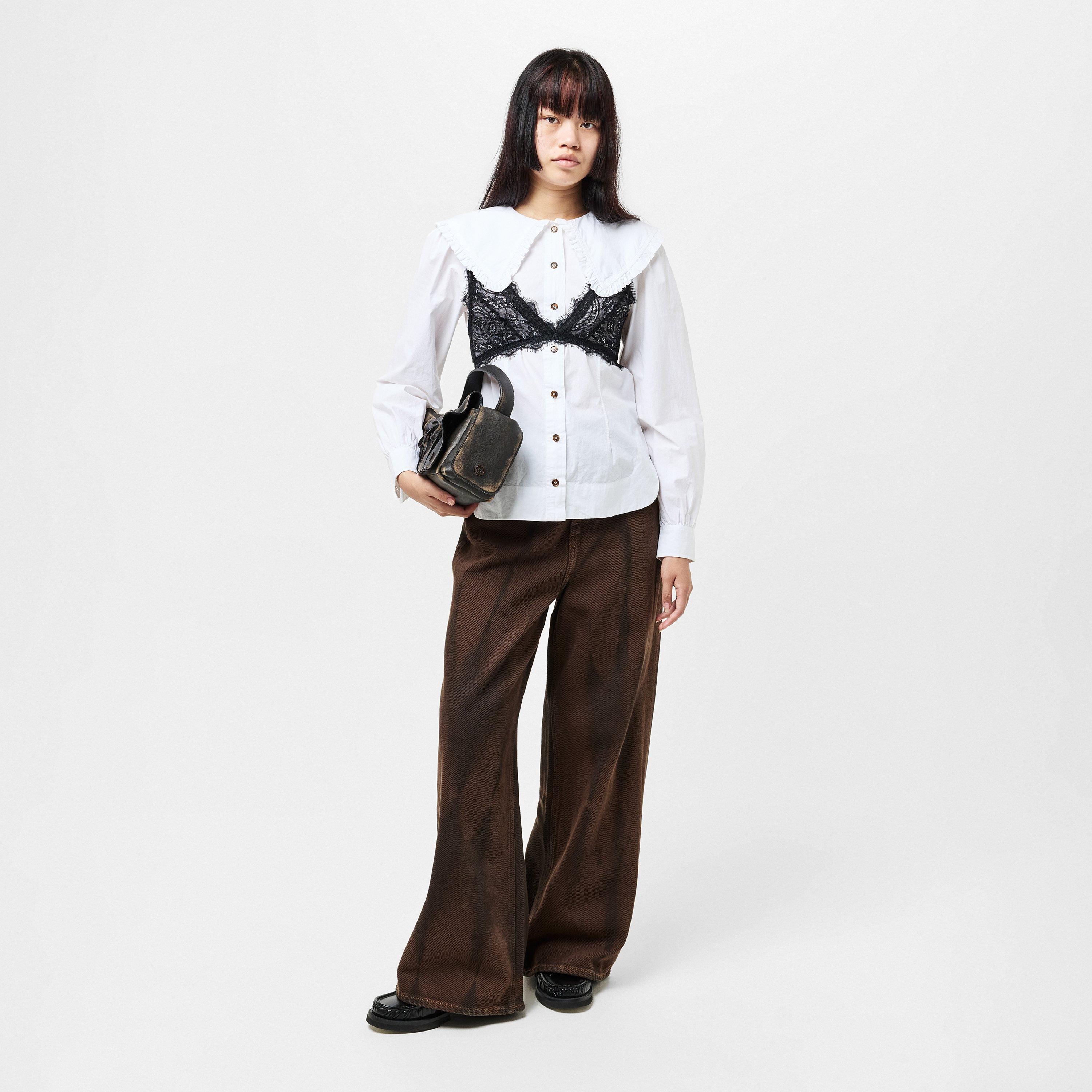 Chicory Coffee - Ganni - Women's Baggy Wide Leg Jeans - 6