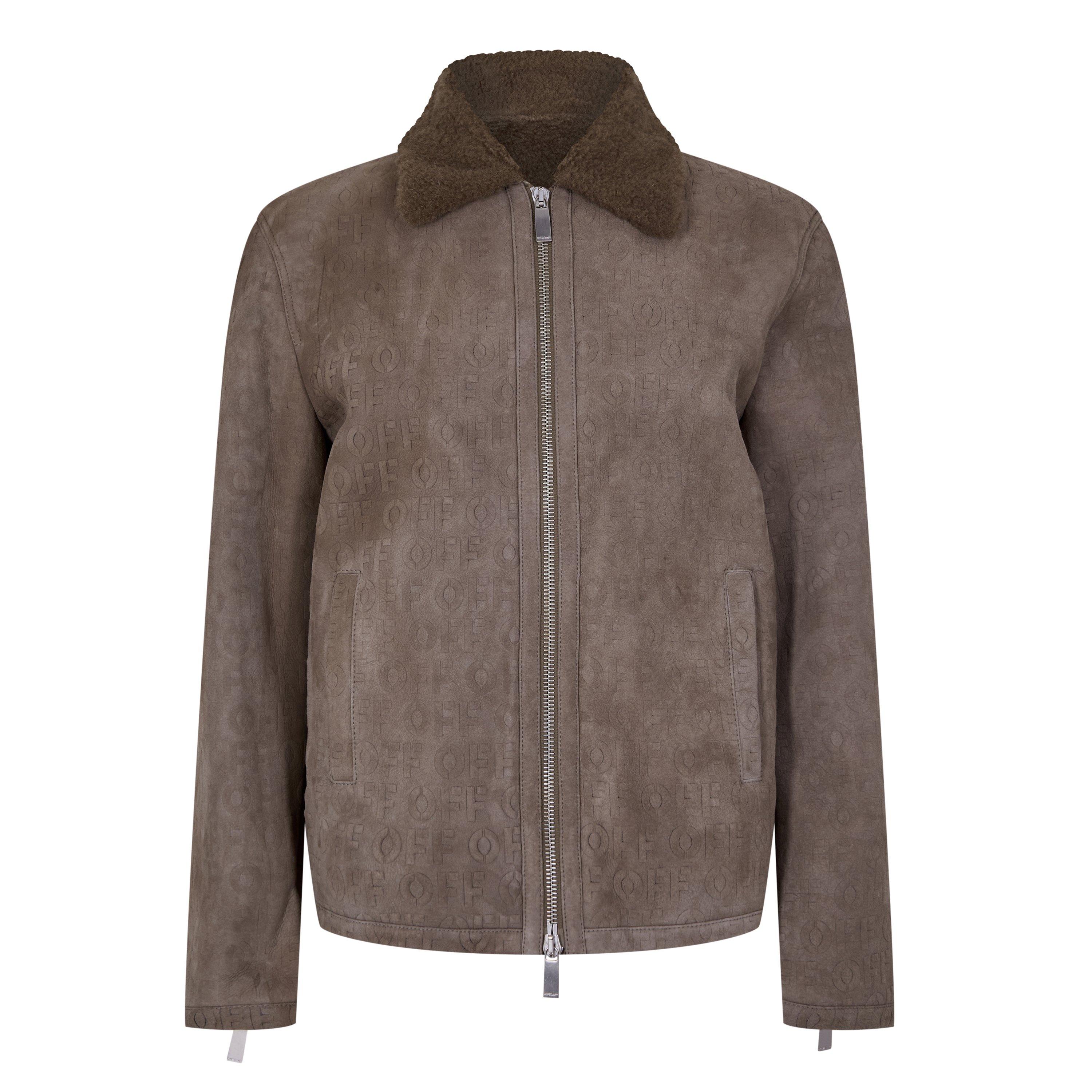 Beige - Off White - Men's Blouson Sheepskin Long Sleeve Shearling Jacket - 1