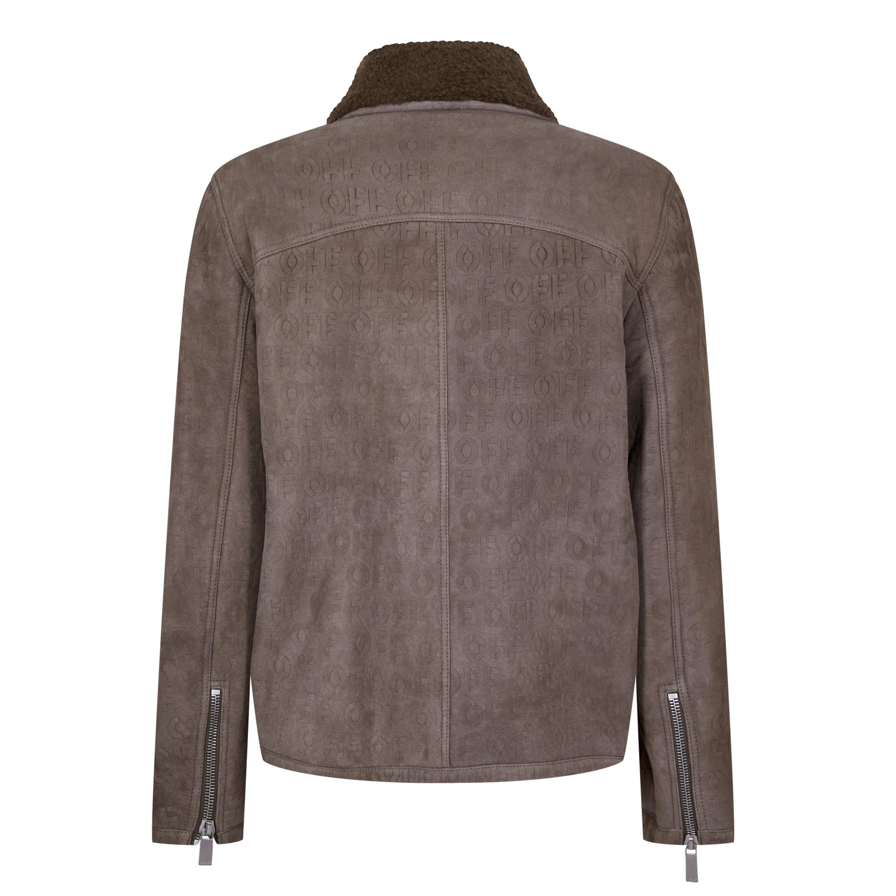 Beige - Off White - Men's Blouson Sheepskin Long Sleeve Shearling Jacket - 2