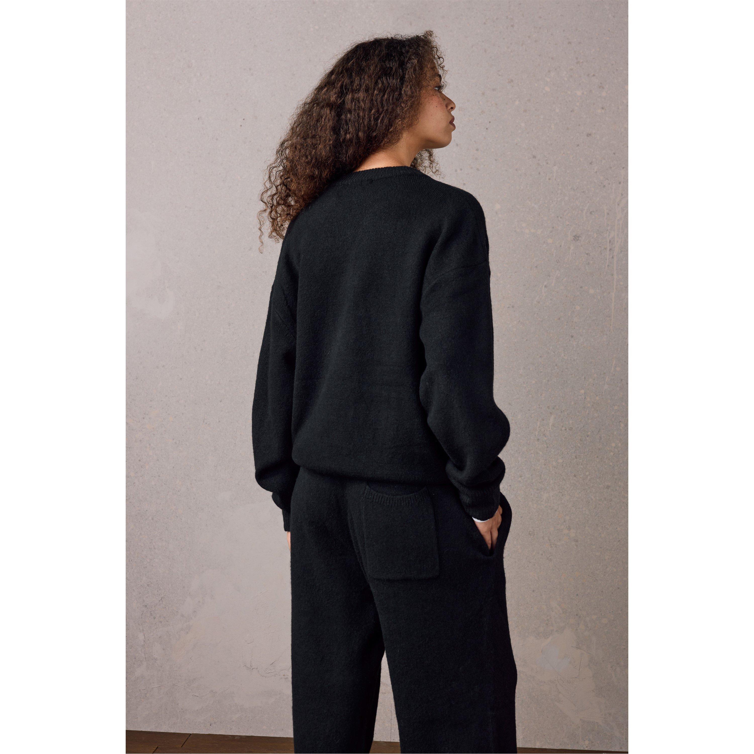 Black - The Couture Club - Women's Fluffy Oversized-Fit Crew-Neck Jumper - 4