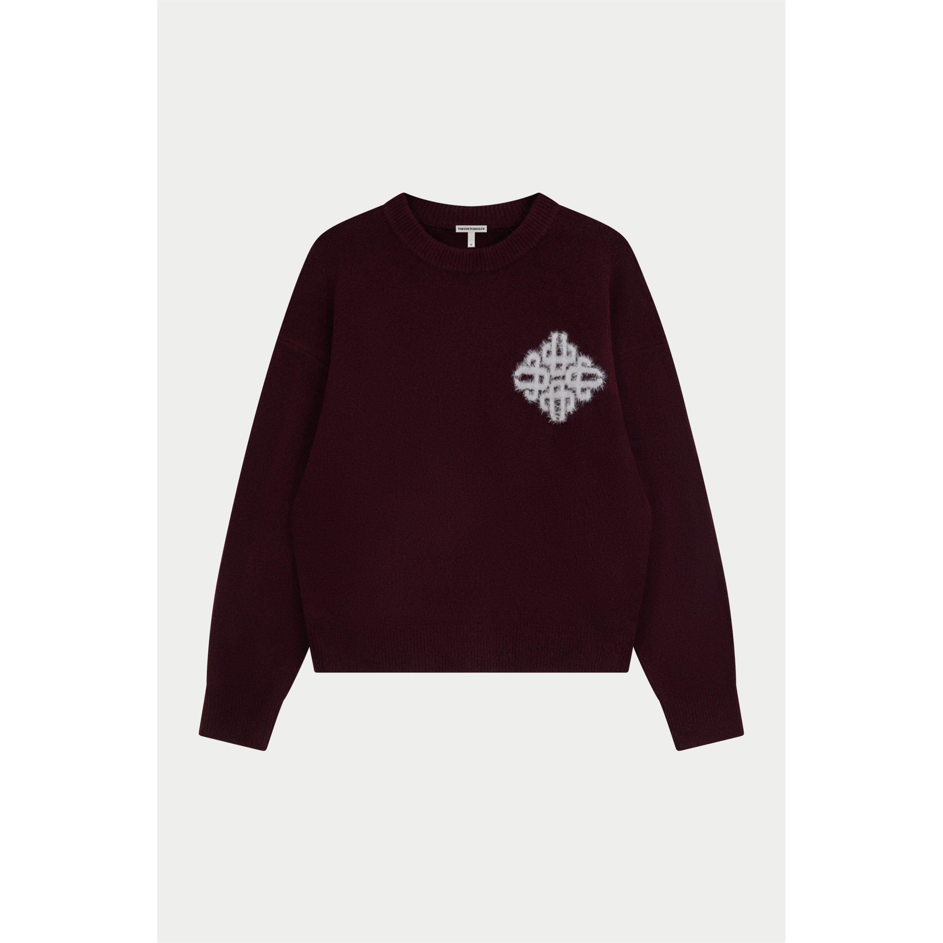 The Couture Club Women's Fluffy Oversized-Fit Crew-Neck Jumper - Burgundy - 12 (M)
