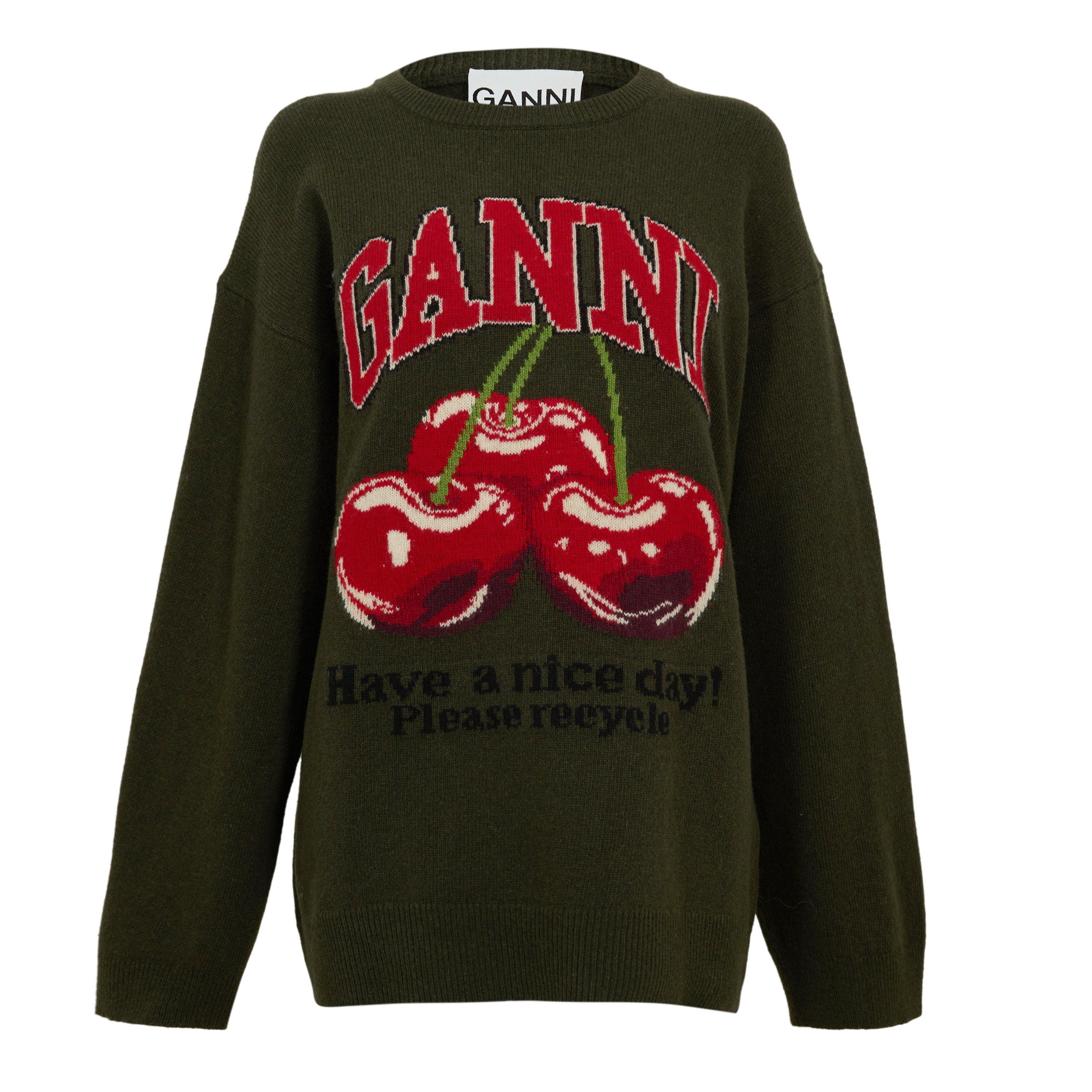Ganni Womens Kalamata Oversized Graphic Jumper - Size 6 (32)