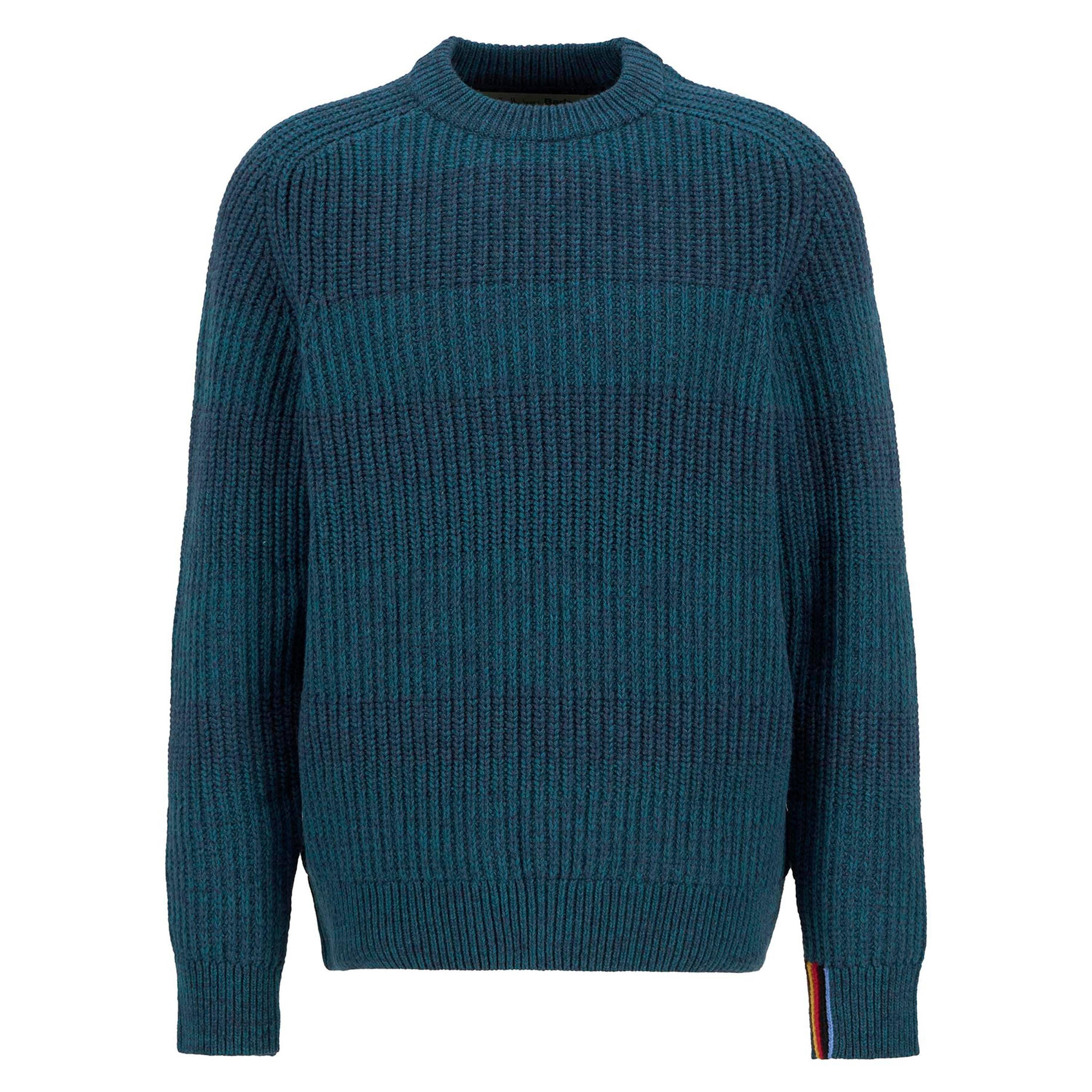 Rosette Bl BU91 - Paul Smith X Barbour - Men's Saddle Crew Neck Jumper - 1
