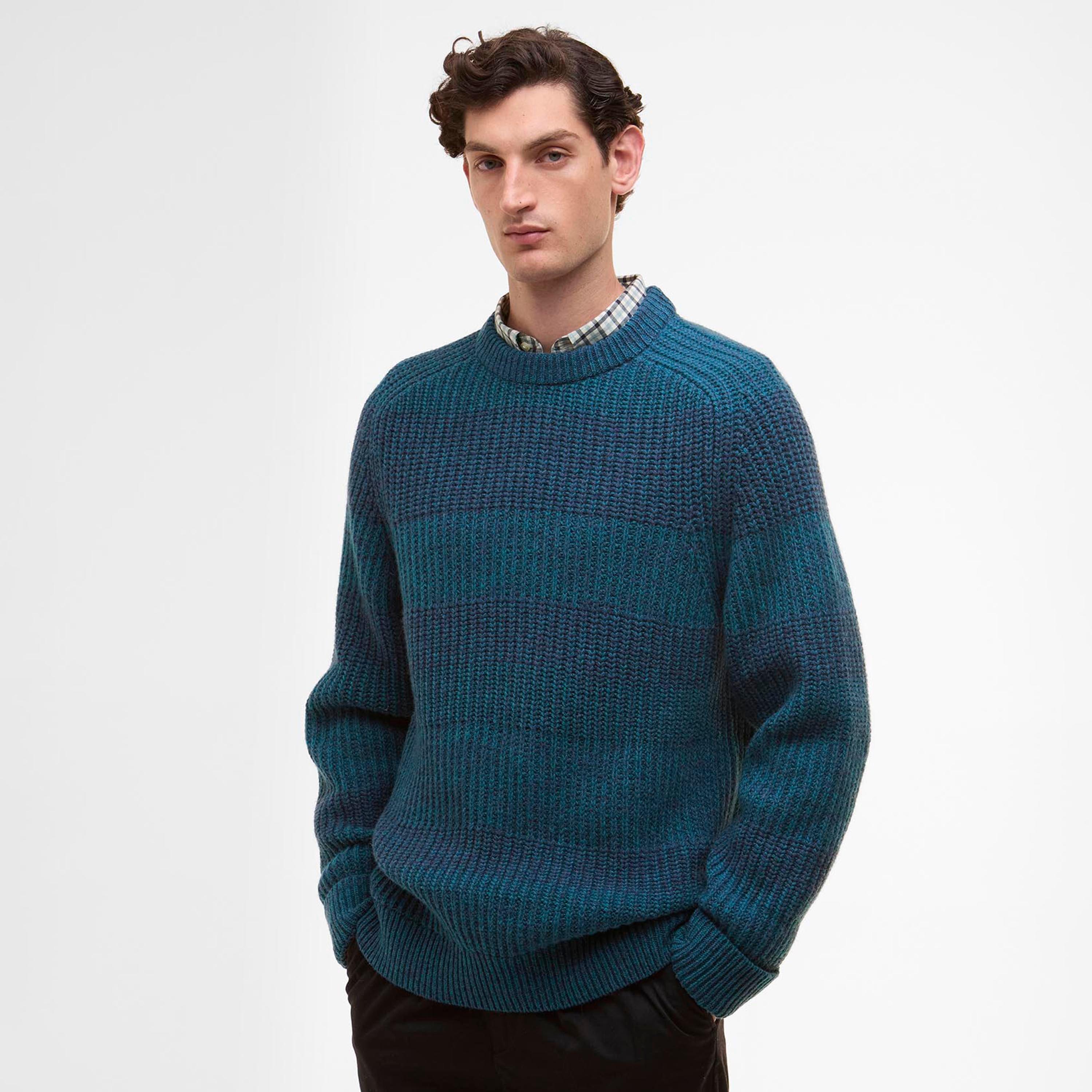 Rosette Bl BU91 - Paul Smith X Barbour - Men's Saddle Crew Neck Jumper - 3