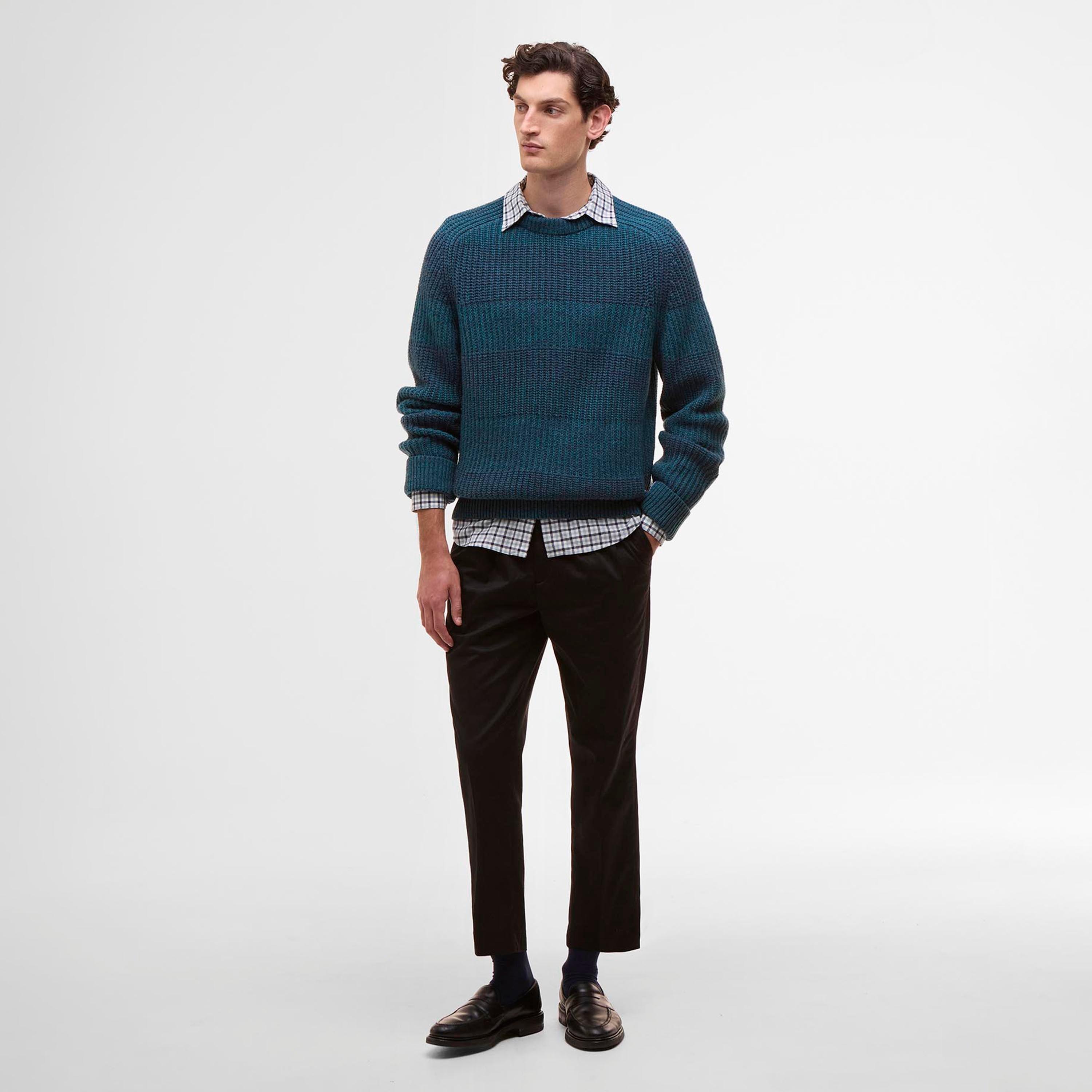 Rosette Bl BU91 - Paul Smith X Barbour - Men's Saddle Crew Neck Jumper - 4