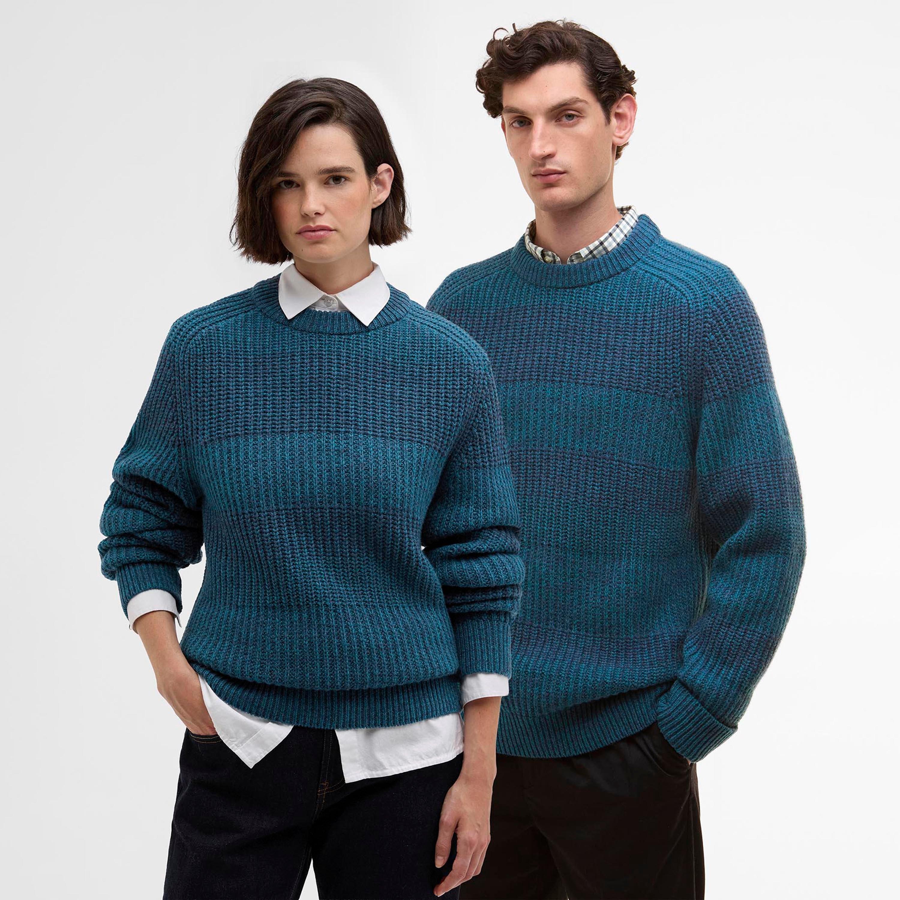 Rosette Bl BU91 - Paul Smith X Barbour - Men's Saddle Crew Neck Jumper - 7