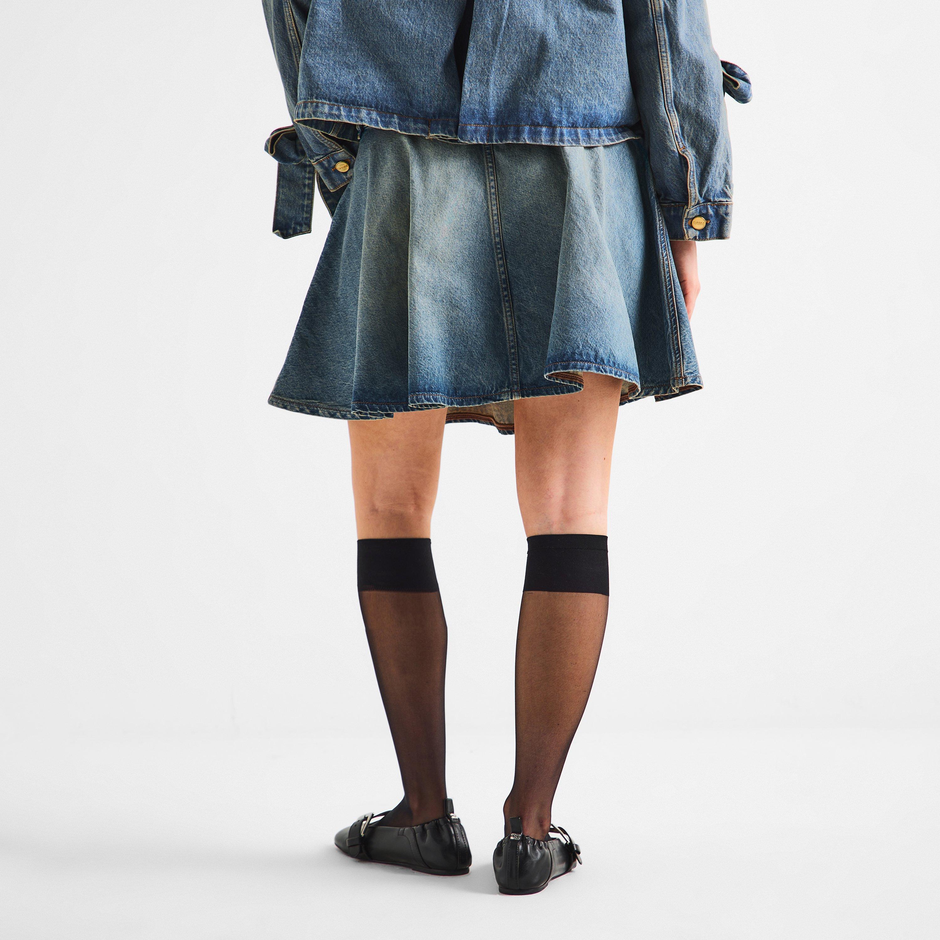 Mid Blue - Ganni - Women's Denim Skirt - 4