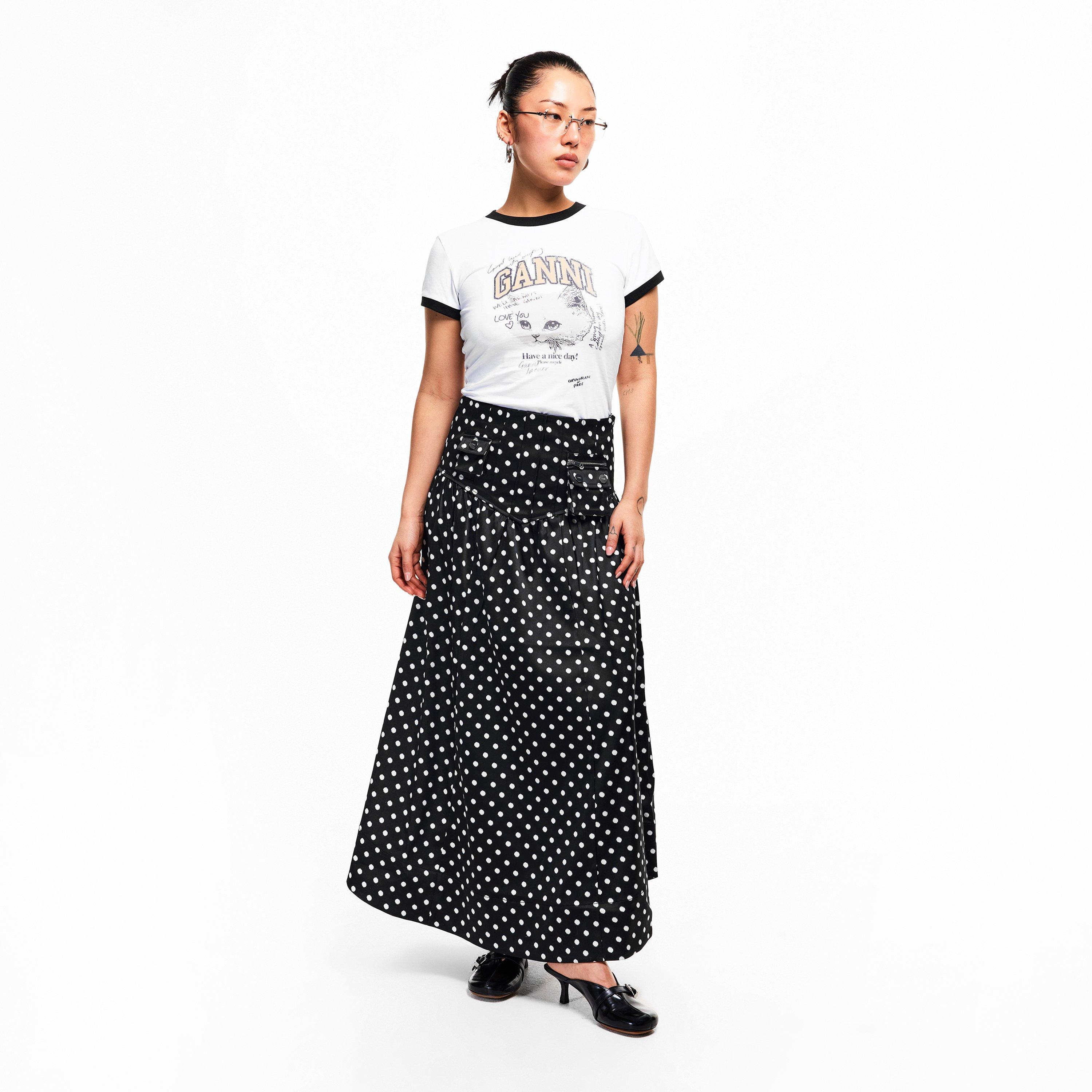 Black - Ganni - Ganni Polka Skirt Ld61 - 6