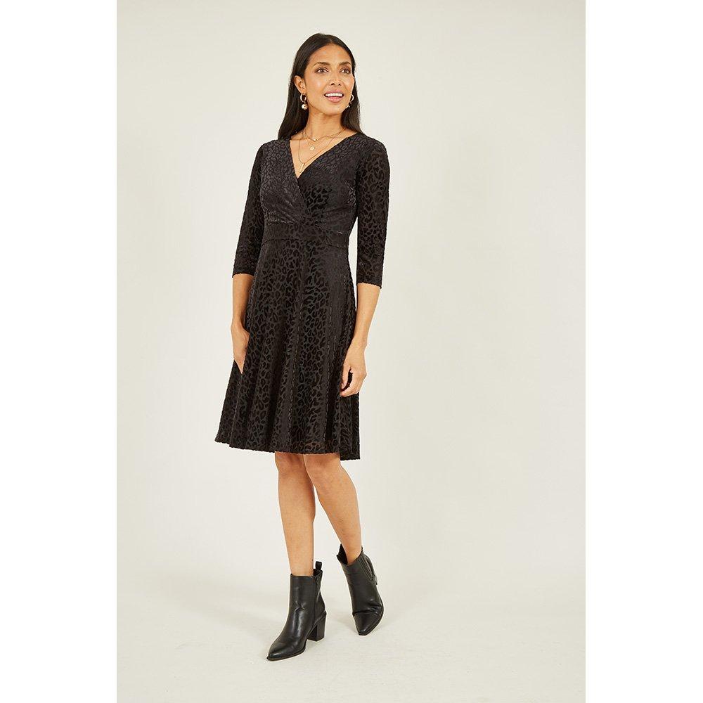 Black - Mela London - Women's Wrap Skater Dress - 2