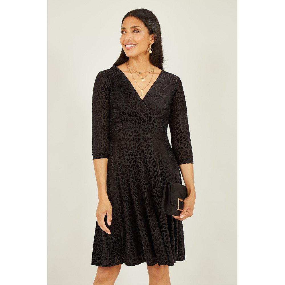 Black - Mela London - Women's Wrap Skater Dress - 3