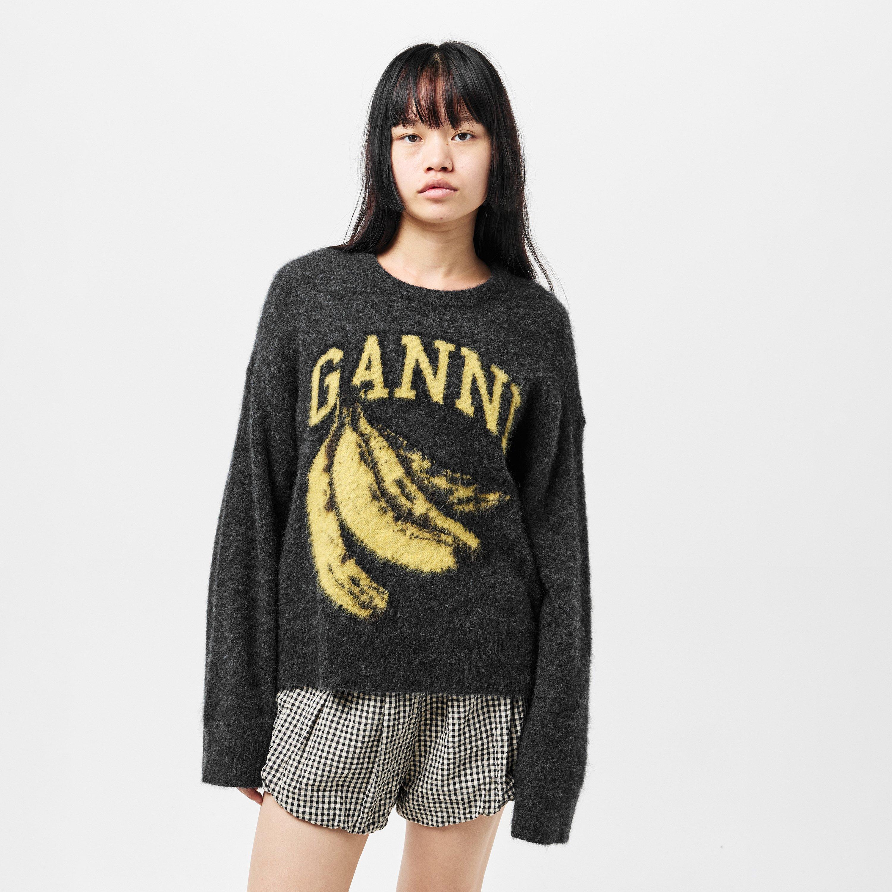Phantom - Ganni - Women's Banana Wool Crew Neck Jumper - 3