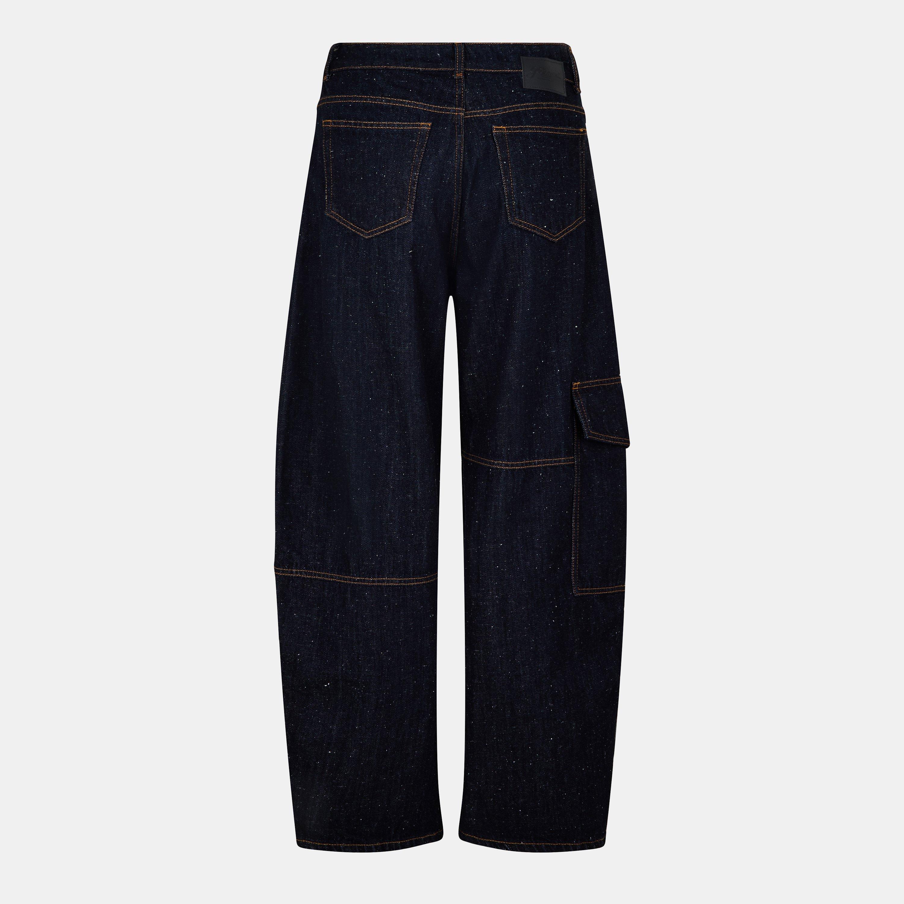 Dark Blue Stone - Ganni - Women's Carpenter Wide Leg Jeans - 2