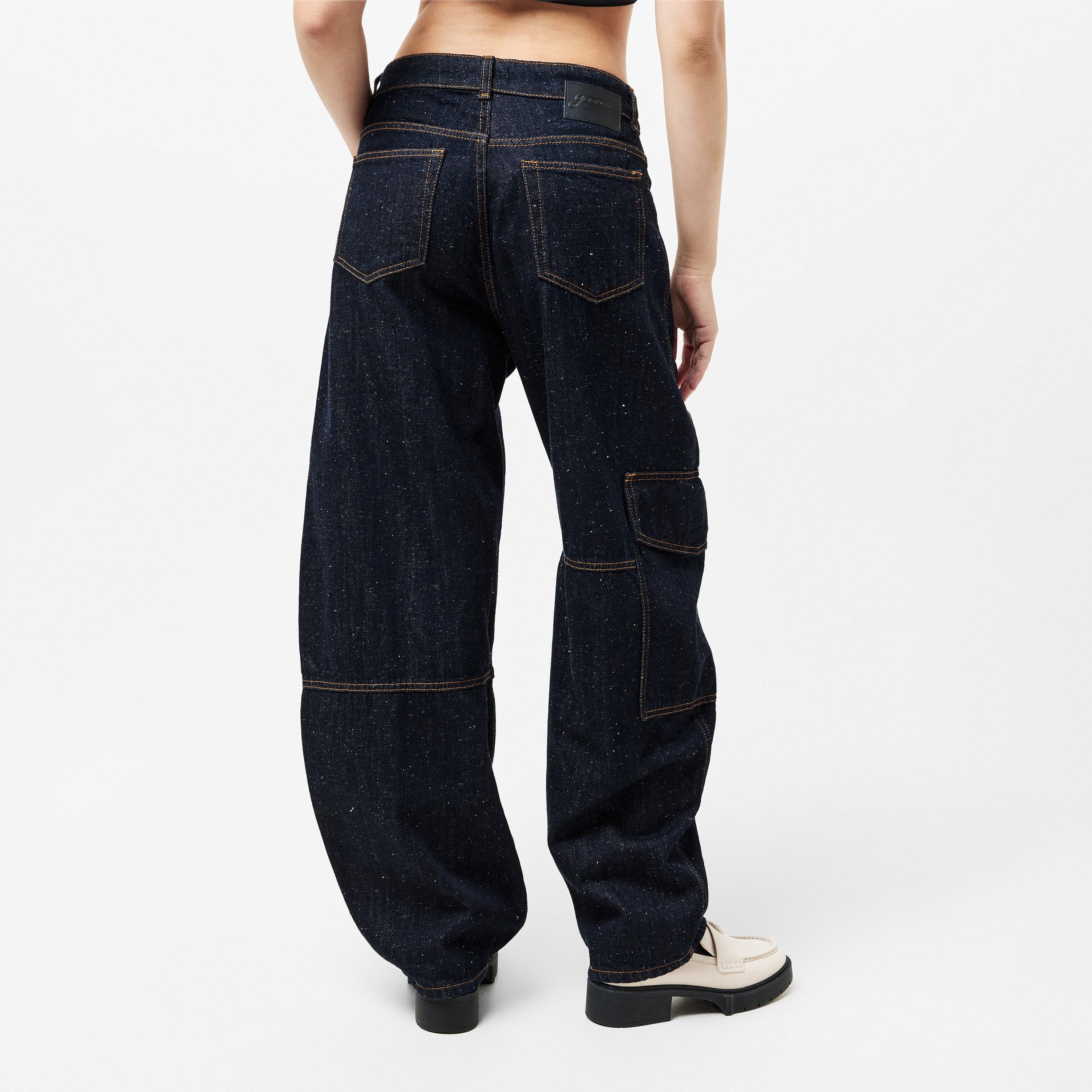 Dark Blue Stone - Ganni - Women's Carpenter Wide Leg Jeans - 4