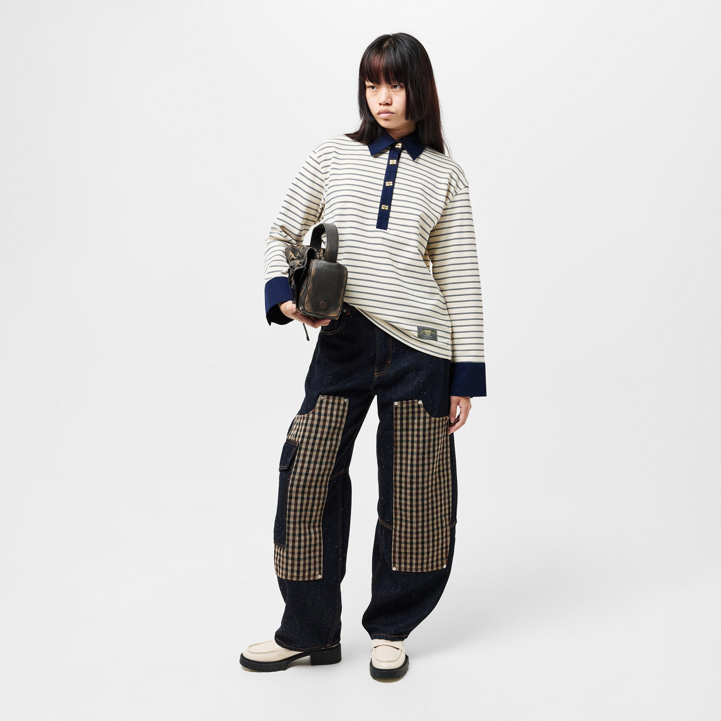 Dark Blue Stone - Ganni - Women's Carpenter Wide Leg Jeans - 6