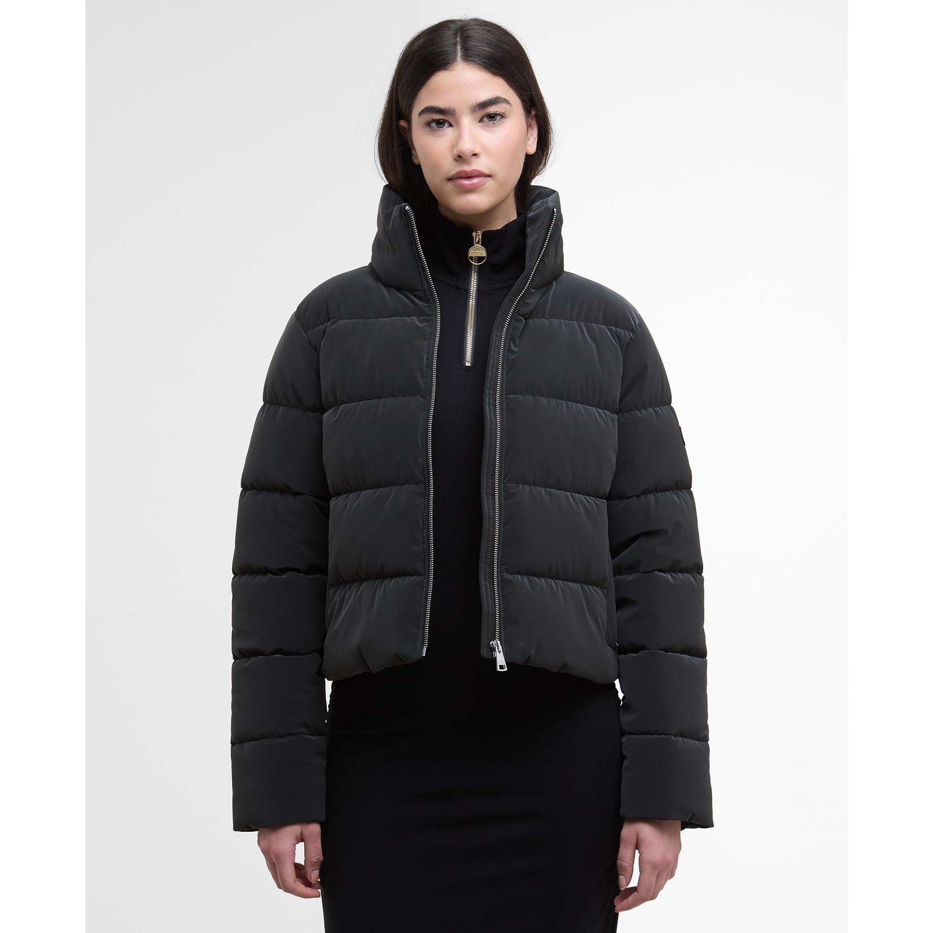 Black - Barbour International - Women's Hudson Velvet Long Sleeve Short Puffer Jacket - 2