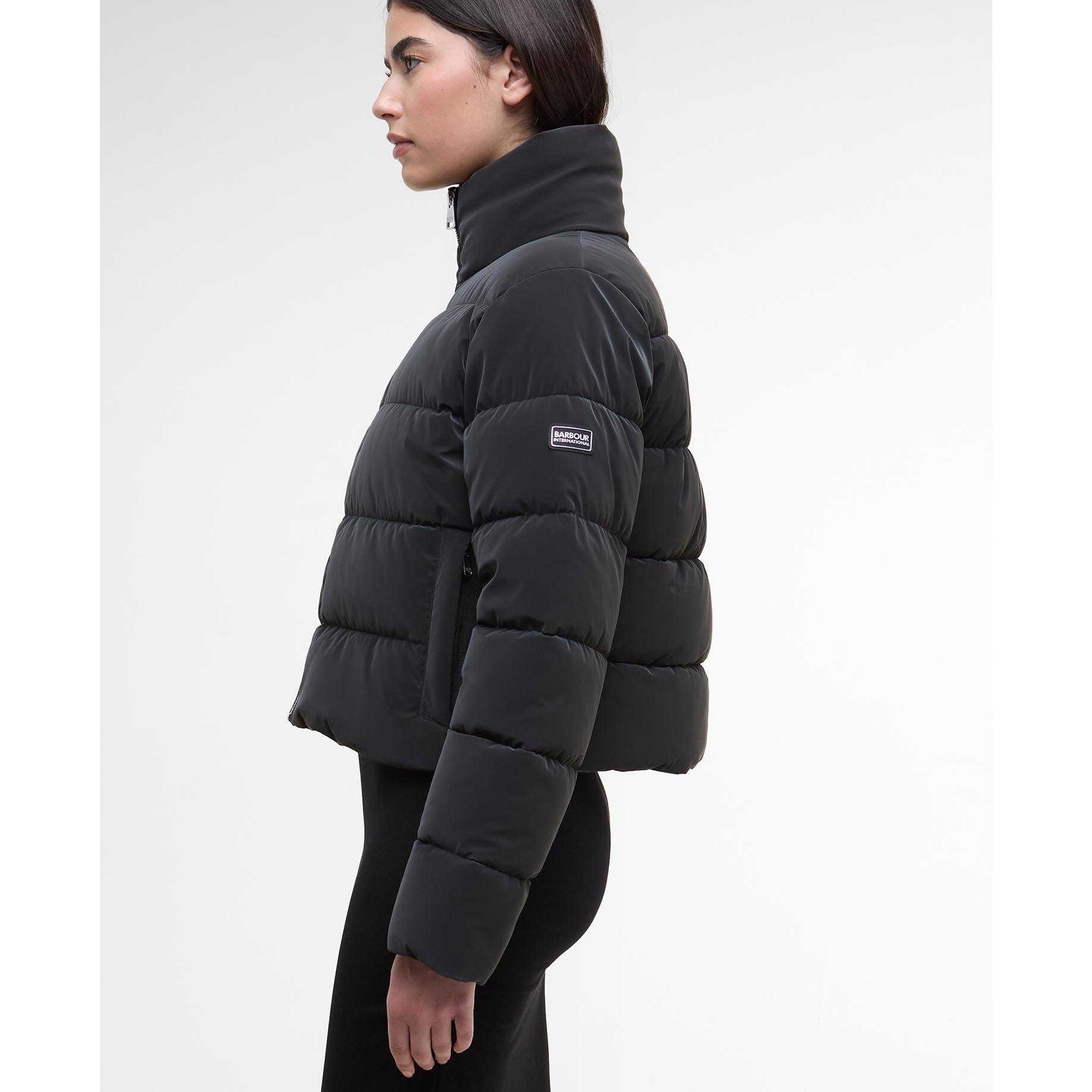 Black - Barbour International - Women's Hudson Velvet Long Sleeve Short Puffer Jacket - 4