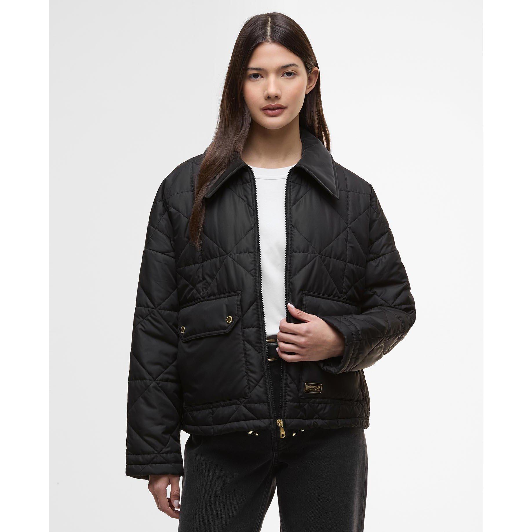 Black - Barbour International - Women's Juliana Velvet Collar Cropped Quilted Jacket - 2