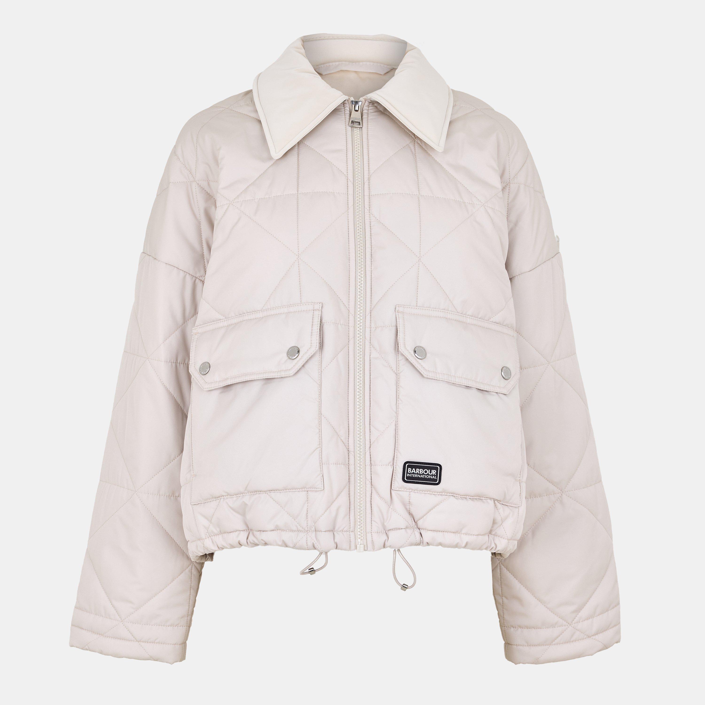 Barbour International Women's Juliana Velvet Collar Cropped Quilted Jacket - Jasmine - 16 (XL)