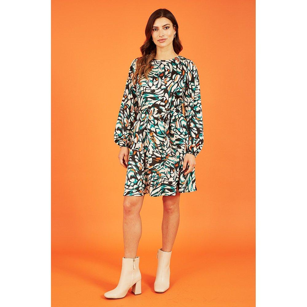 Multi - Mela London - Women's Multicolour Printed Skater Dress - 2