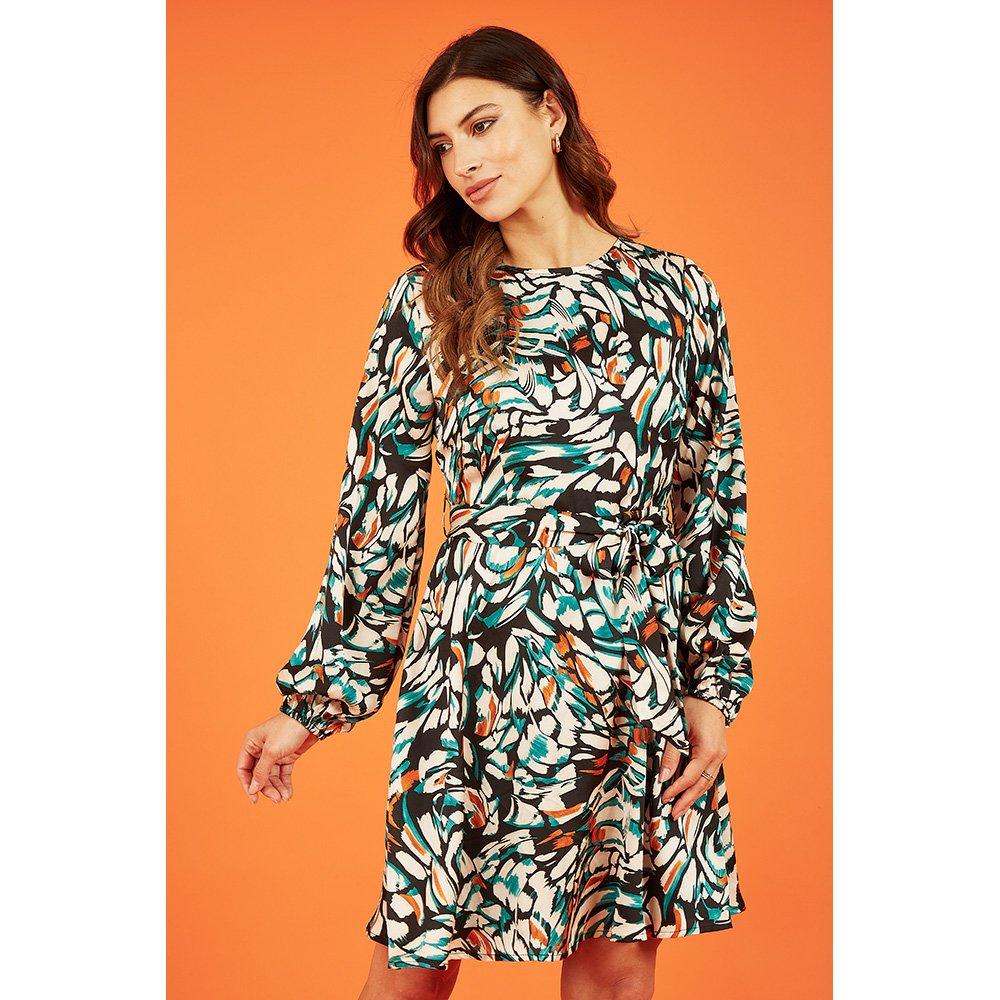 Multi - Mela London - Women's Multicolour Printed Skater Dress - 3