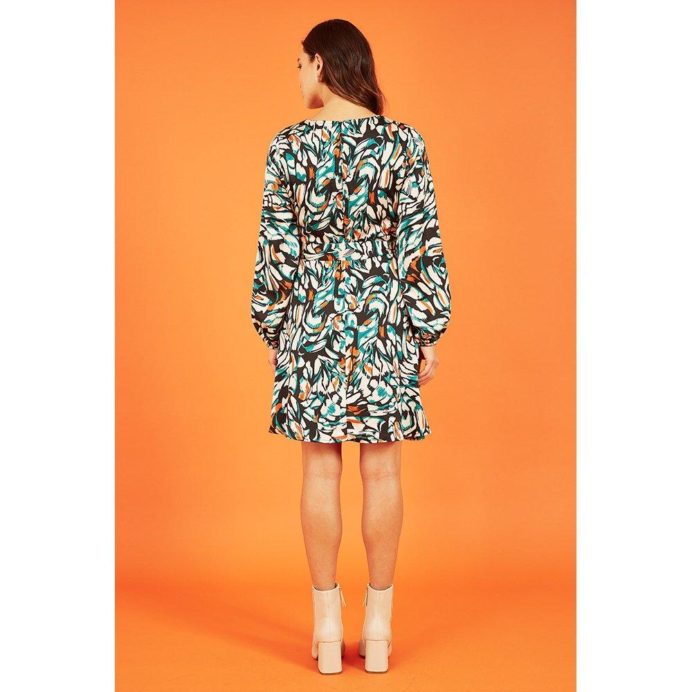 Multi - Mela London - Women's Multicolour Printed Skater Dress - 4