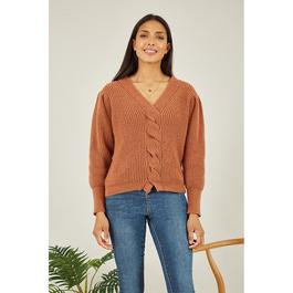 Mela London Mela London Brown Twist Cable Knit Jumper