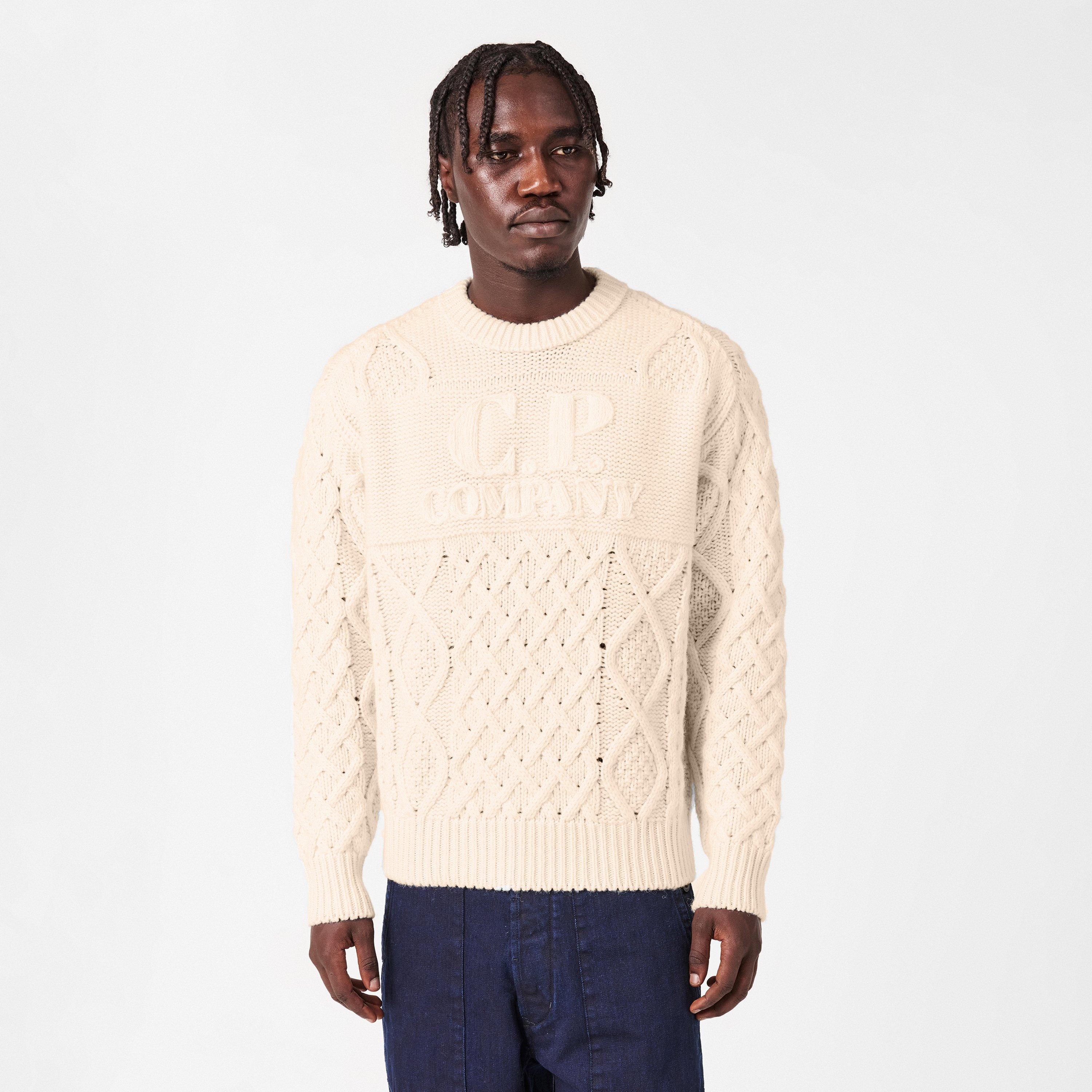 Gauze White 103 - CP Company - Men's Lens Roll Nk Knitted Turtle Neck Jumper - 3