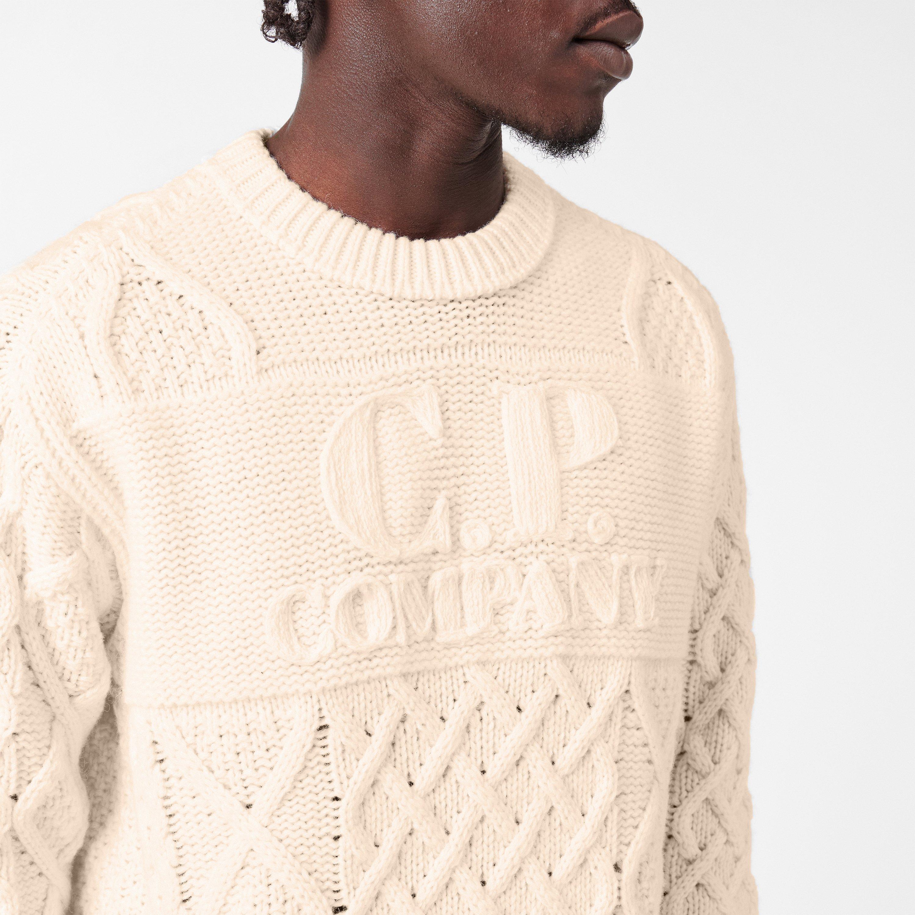 Gauze White 103 - CP Company - Men's Lens Roll Nk Knitted Turtle Neck Jumper - 5