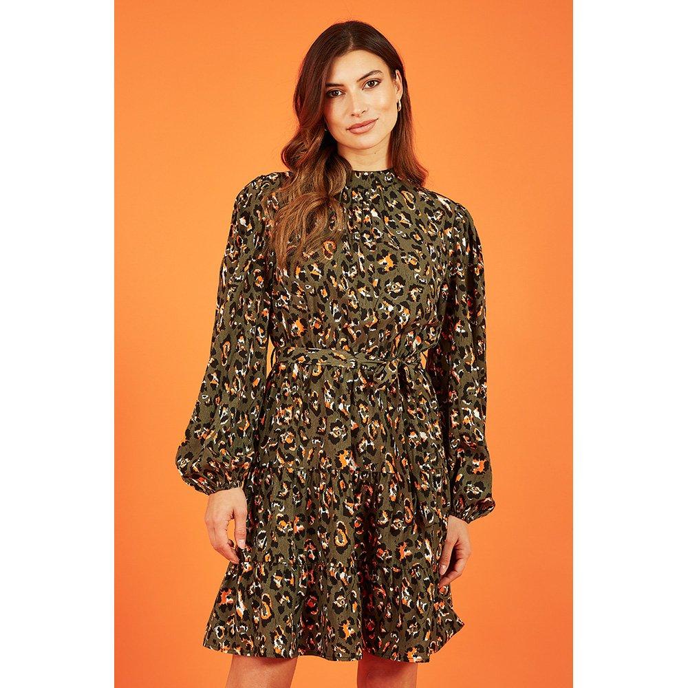 Green - Mela London - Women's Green Animal Print Skater Dress - 3