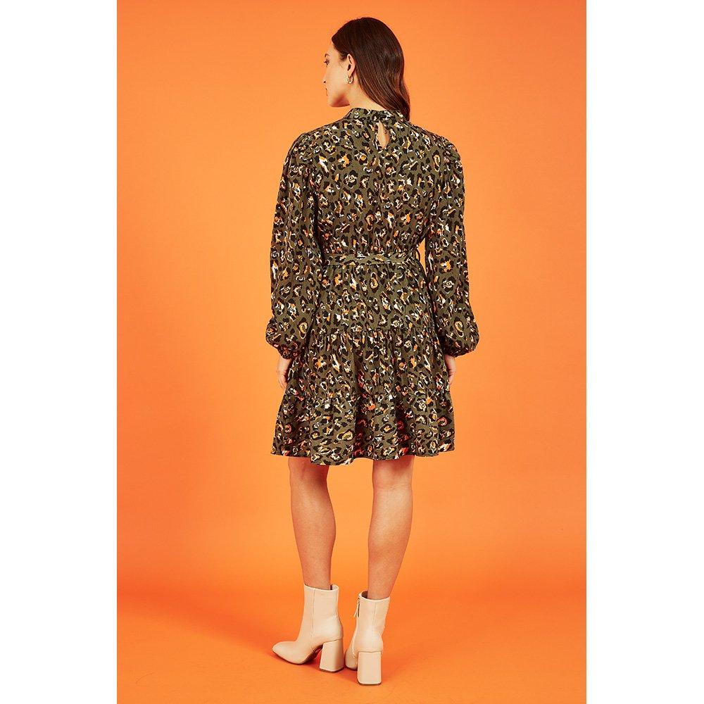 Green - Mela London - Women's Green Animal Print Skater Dress - 4