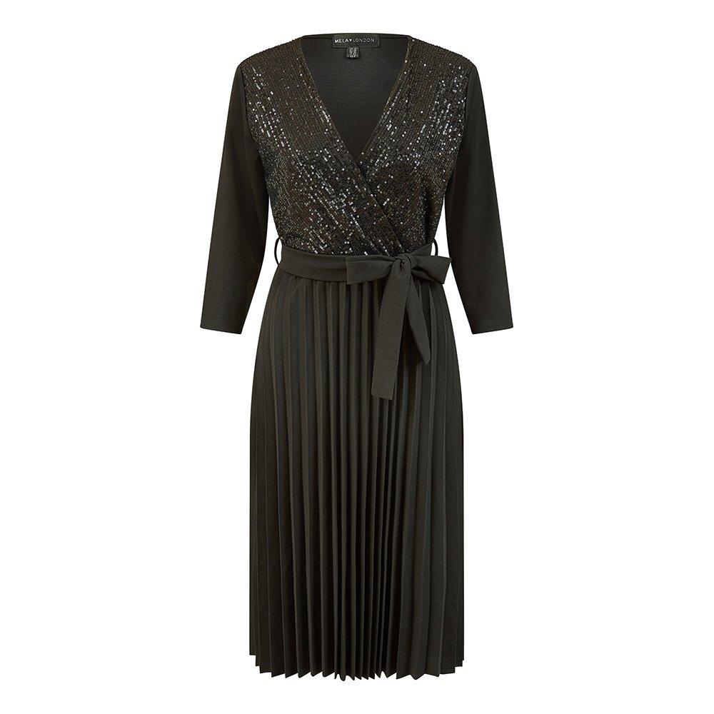 Black - Yumi - Women's Sequin Wrap Dress