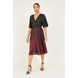 Yumi Yumi Black Embellished Sequin Wrap Dress