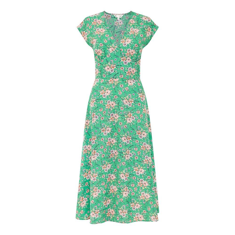 Green - Yumi - Women's Blue Floral Waist Tie Wrap Dress - 1