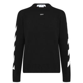 Off White Diagonal Crew Neck Jumper