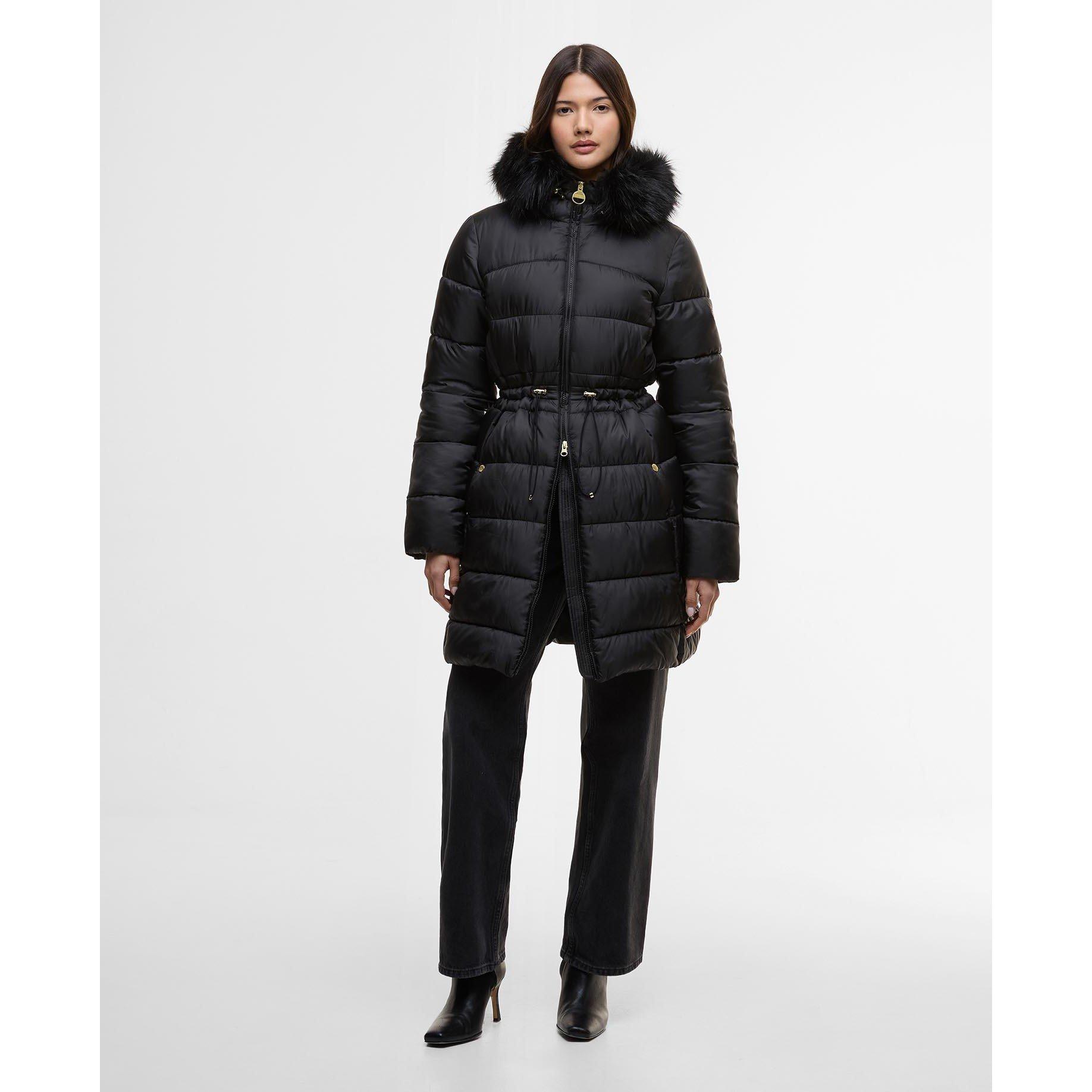 Black - Barbour International - Women's Anastasia Detachable Hood Slim Fit Medium Puffer Jacket - 7