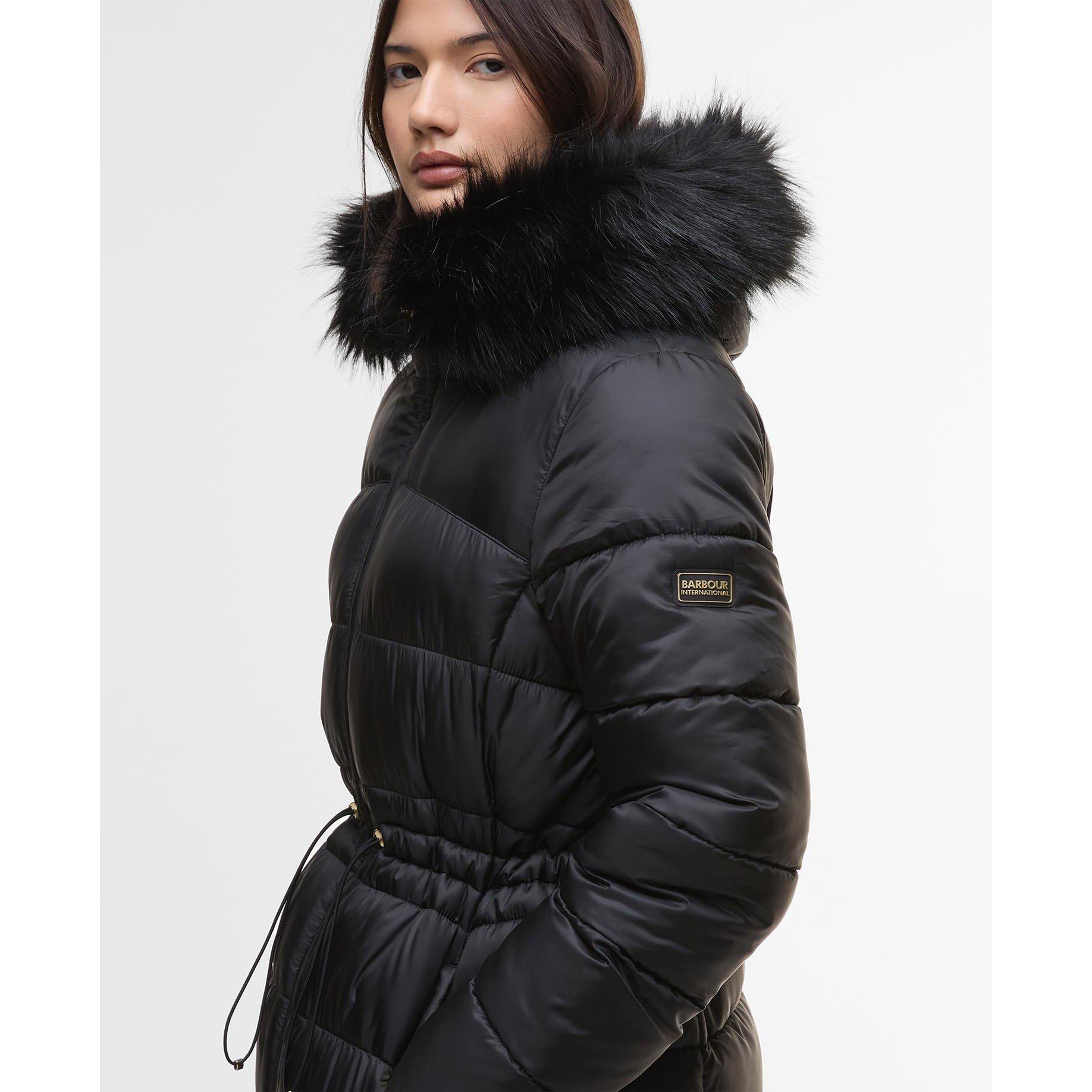 Black - Barbour International - Women's Anastasia Detachable Hood Slim Fit Medium Puffer Jacket - 4