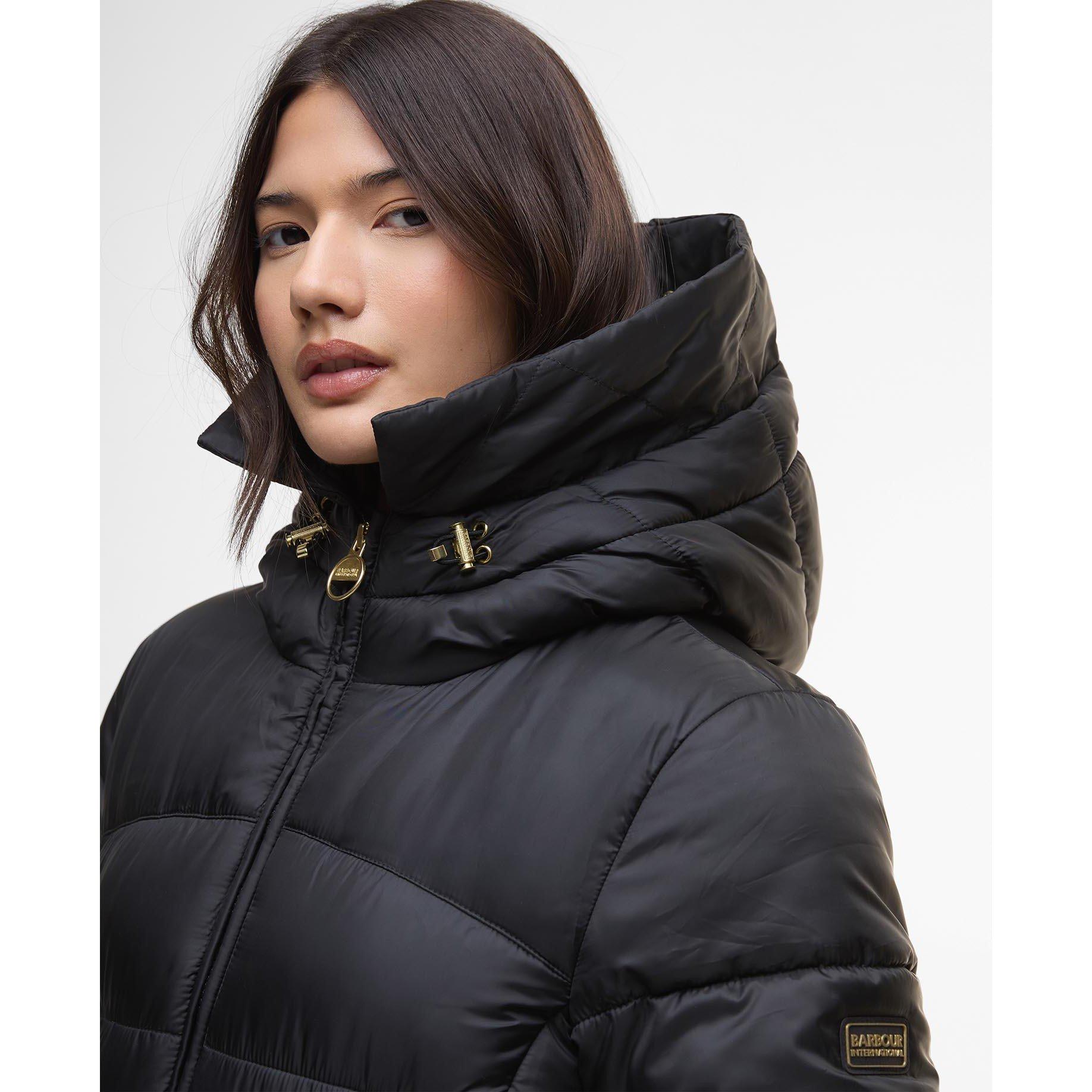Black - Barbour International - Women's Anastasia Detachable Hood Slim Fit Medium Puffer Jacket - 5