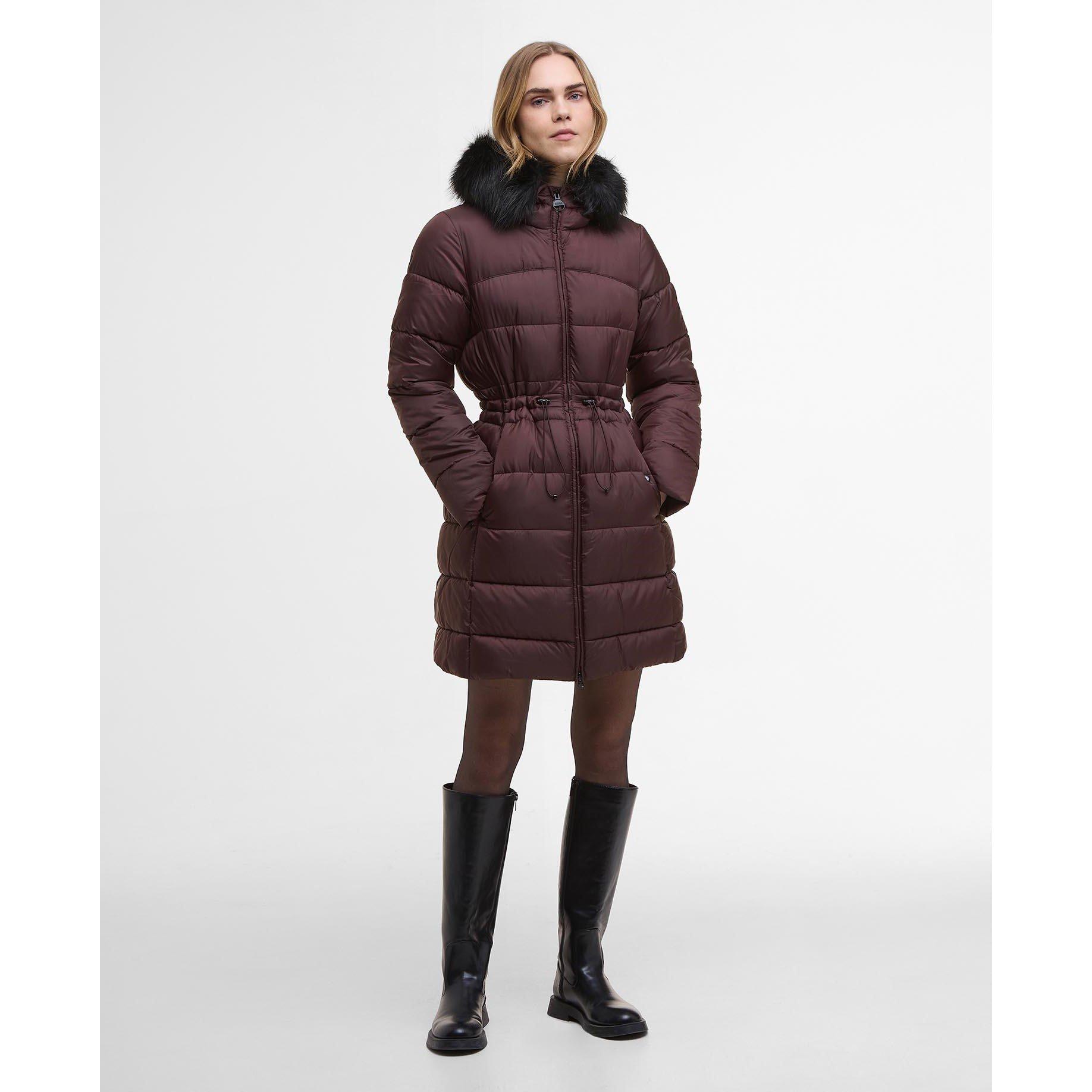 Red Velvet - Barbour International - Women's Anastasia Detachable Hood Slim Fit Medium Puffer Jacket - 2