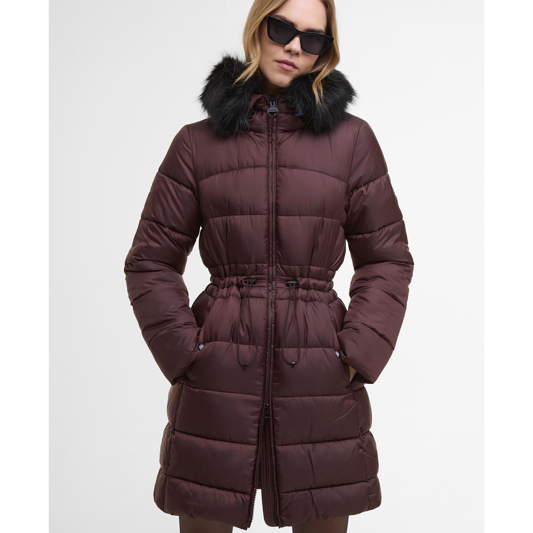 Red Velvet - Barbour International - Women's Anastasia Detachable Hood Slim Fit Medium Puffer Jacket - 4