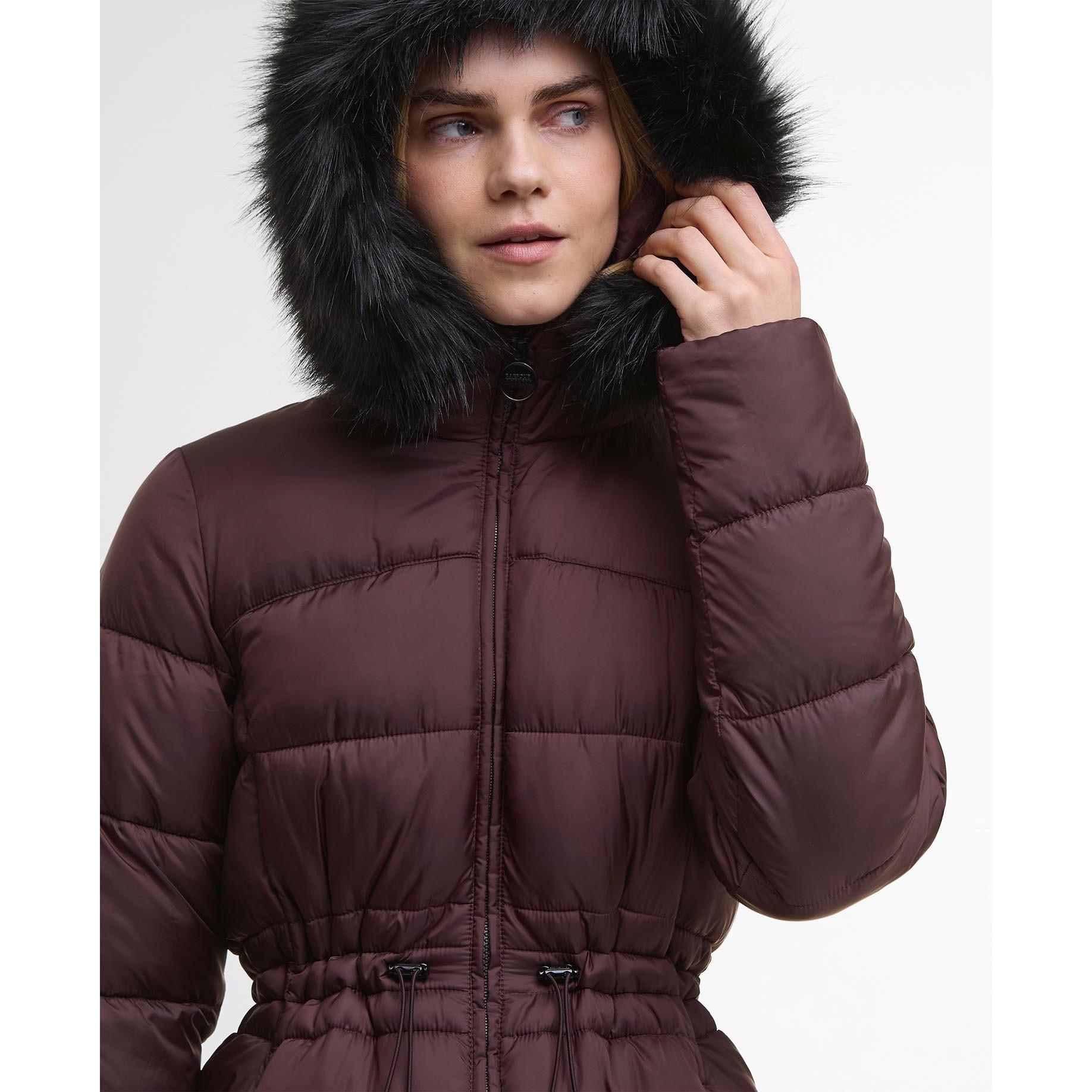 Red Velvet - Barbour International - Women's Anastasia Detachable Hood Slim Fit Medium Puffer Jacket - 5