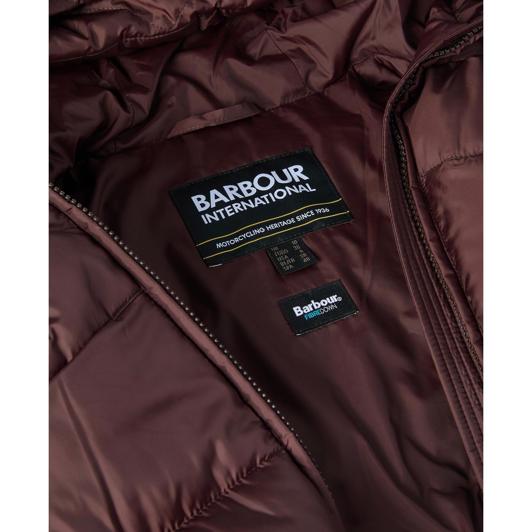 Red Velvet - Barbour International - Women's Anastasia Detachable Hood Slim Fit Medium Puffer Jacket - 7