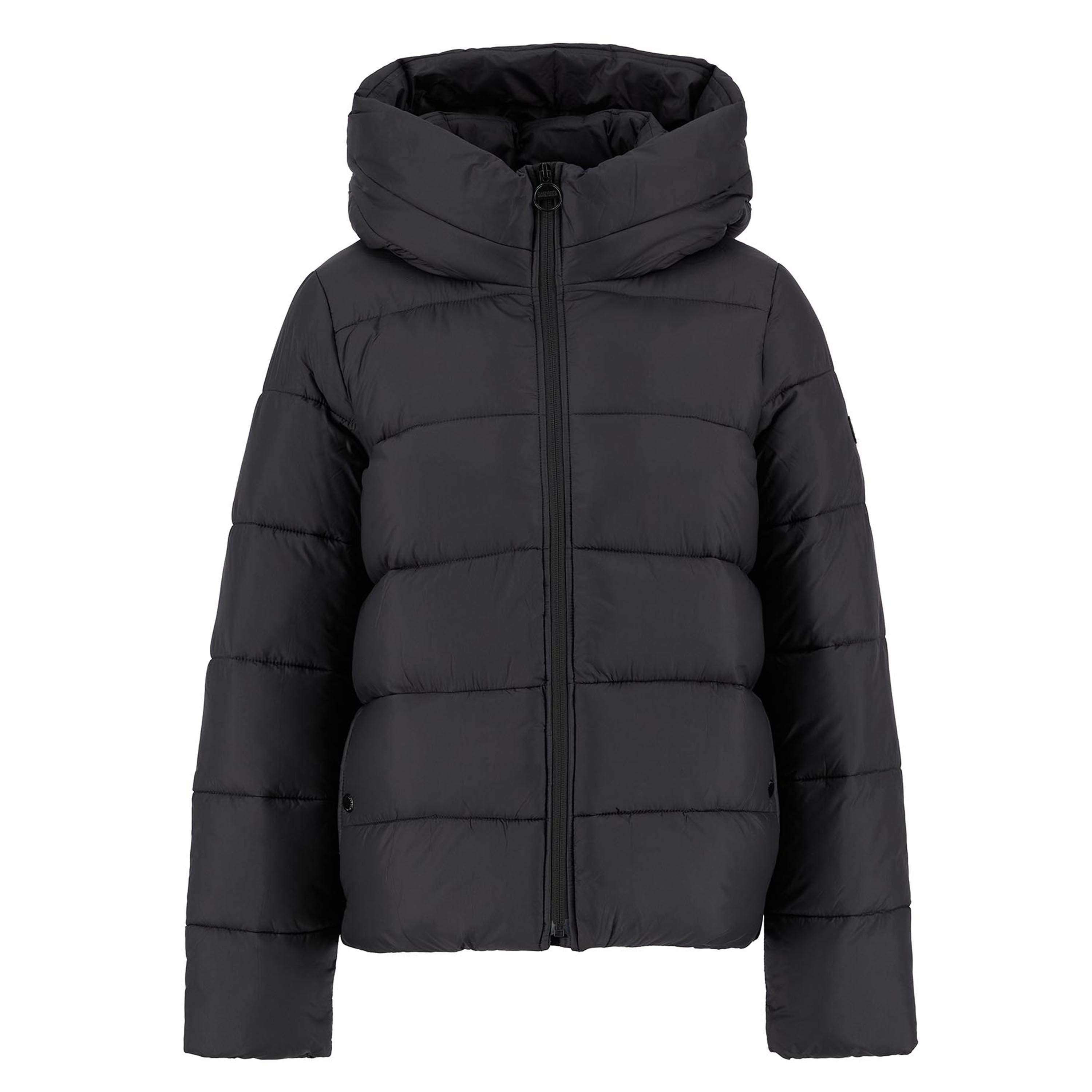Black - Barbour International - Women's Olivios Hooded Long Sleeve Full Zip Short Puffer Jacket - 1